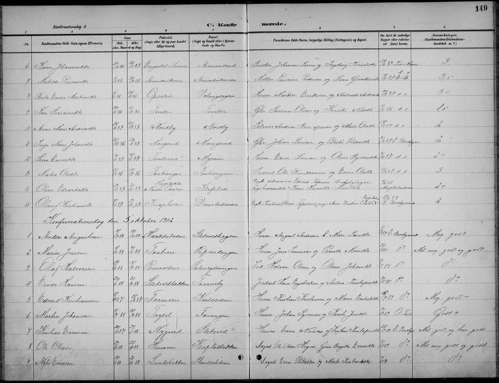 Romedal prestekontor, AV/SAH-PREST-004/L/L0013: Parish register (copy) no. 13, 1896-1937, p. 149