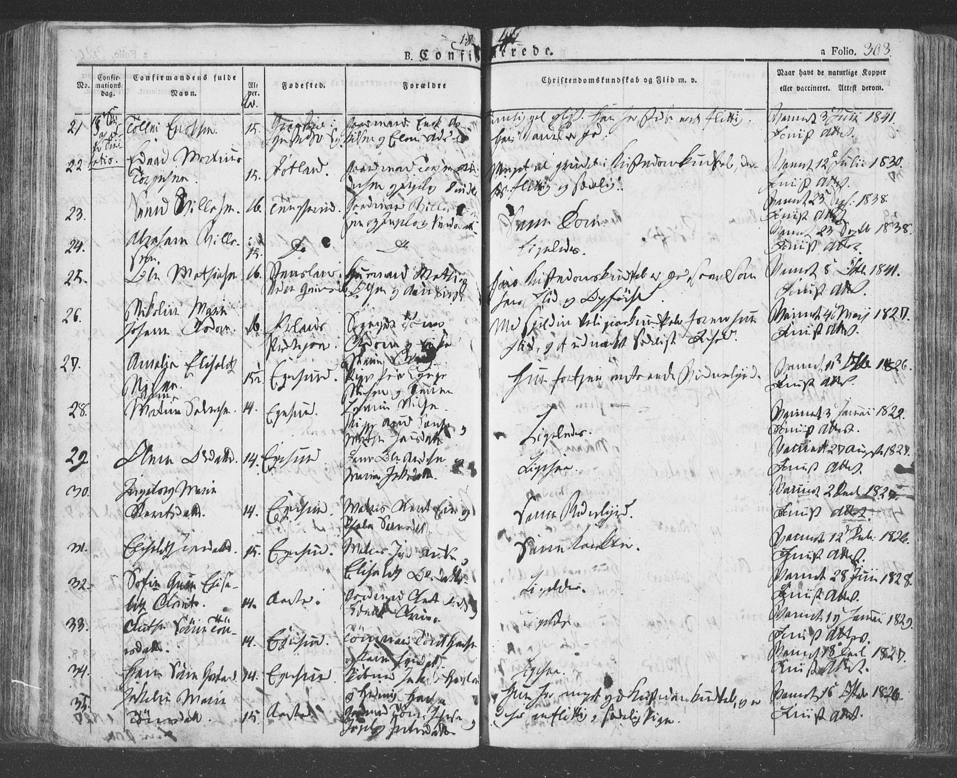 Eigersund sokneprestkontor, SAST/A-101807/S08/L0009: Parish register (official) no. A 9, 1827-1850, p. 303