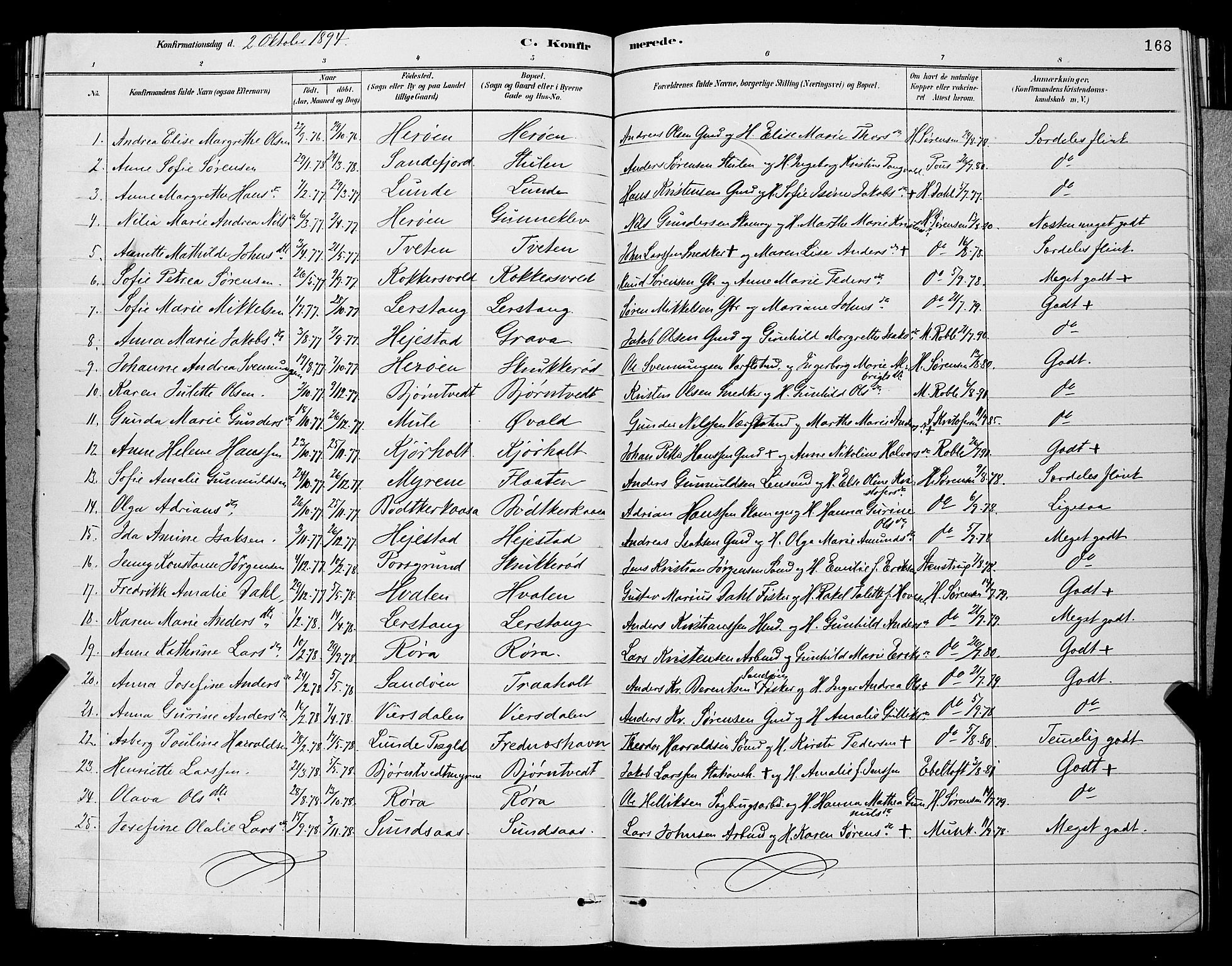 Eidanger kirkebøker, AV/SAKO-A-261/G/Ga/L0002: Parish register (copy) no. 2, 1879-1892, p. 168