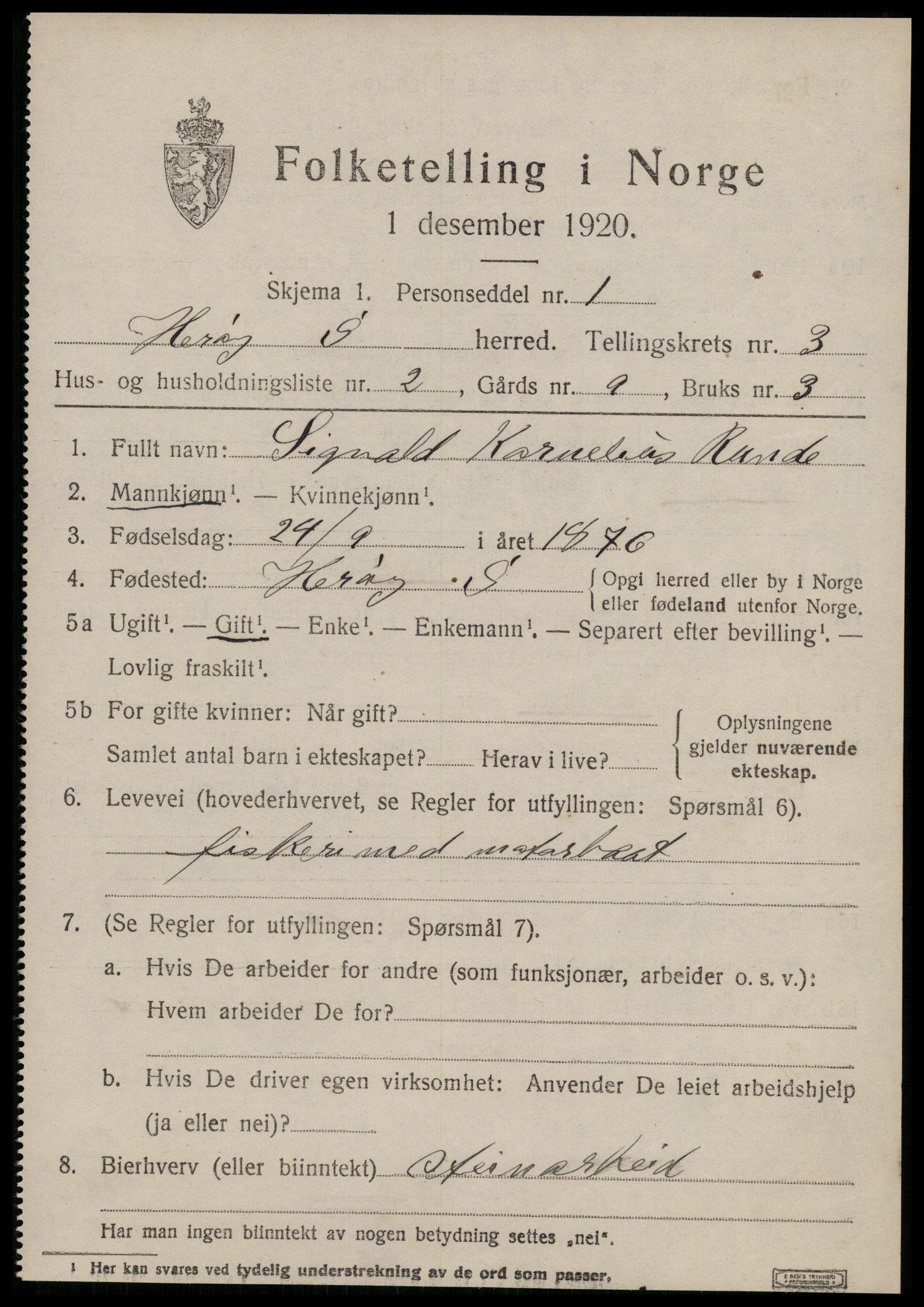 SAT, 1920 census for Herøy (MR), 1920, p. 2331