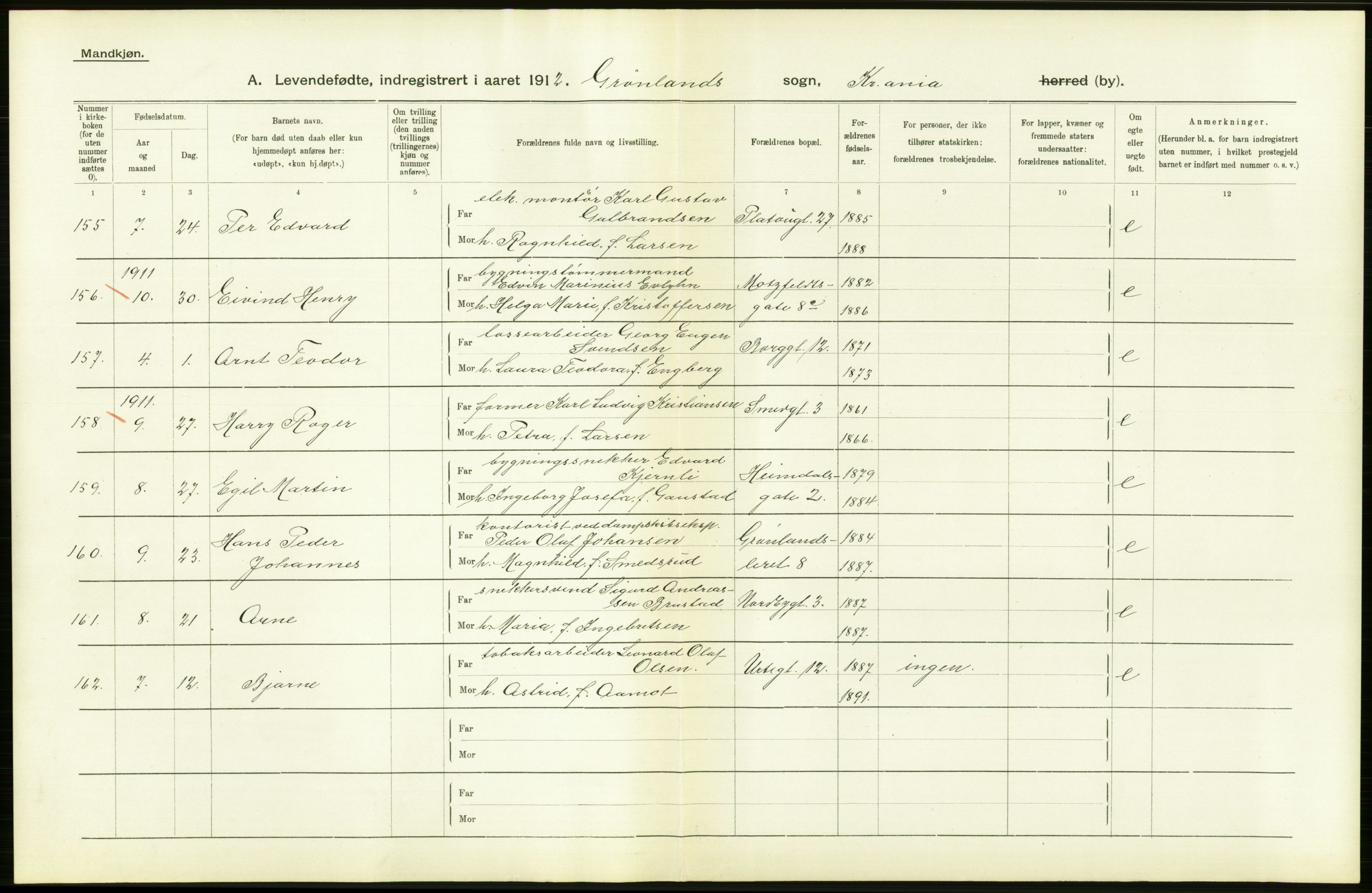 Statistisk sentralbyrå, Sosiodemografiske emner, Befolkning, RA/S-2228/D/Df/Dfb/Dfbb/L0006: Kristiania:  Levendefødte menn og kvinner., 1912, p. 408