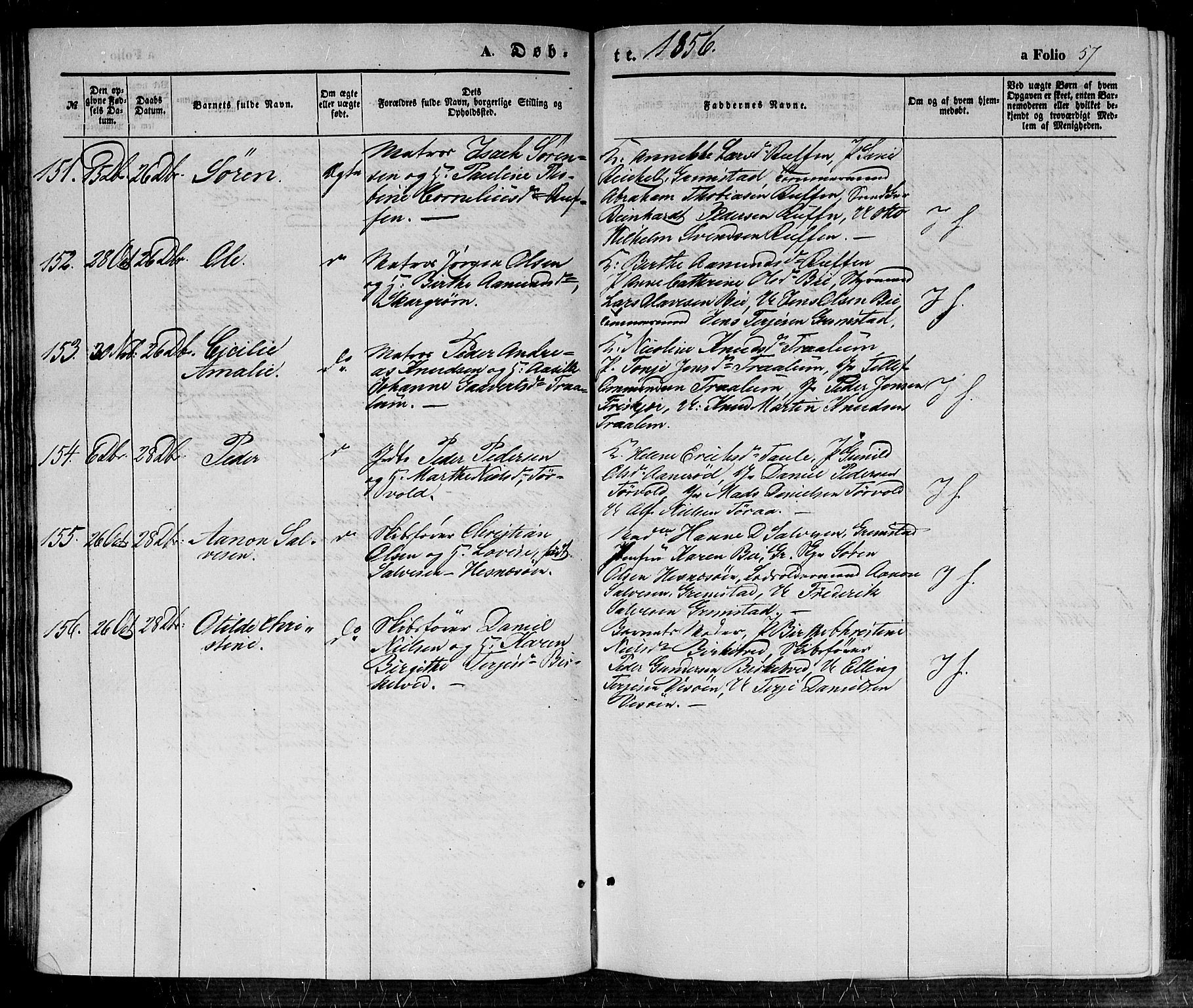 Fjære sokneprestkontor, AV/SAK-1111-0011/F/Fb/L0008: Parish register (copy) no. B 8, 1854-1867, p. 57