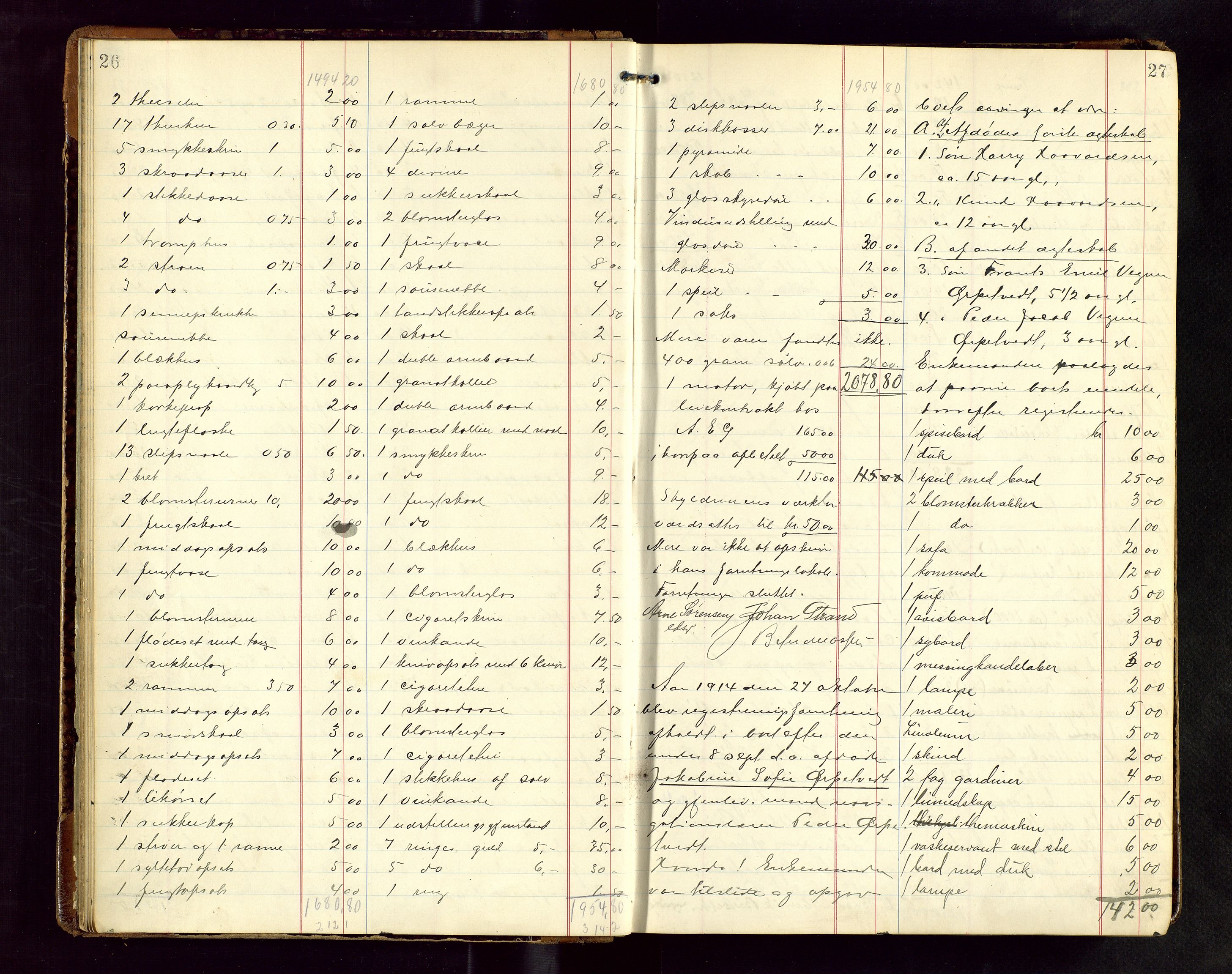 Haugesund tingrett, AV/SAST-A-101415/01/IV/IVB/L0004: Skifteregistreringsprotokoll, med register, 1914-1923, p. 26-27