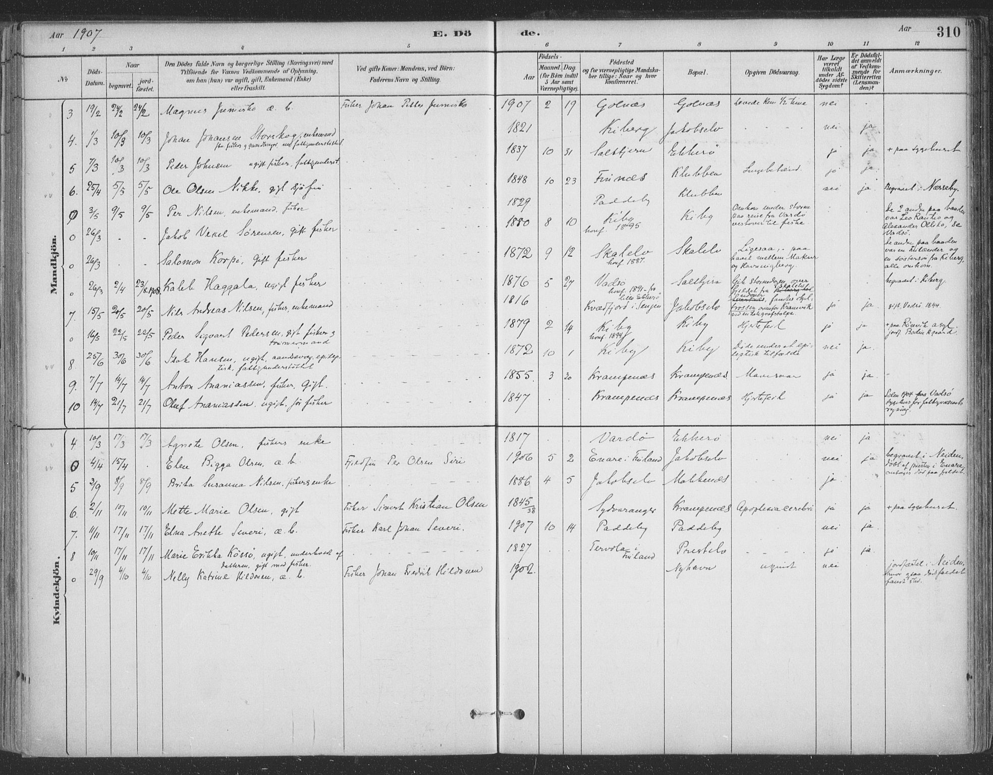 Vadsø sokneprestkontor, SATØ/S-1325/H/Ha/L0009kirke: Parish register (official) no. 9, 1881-1917, p. 310