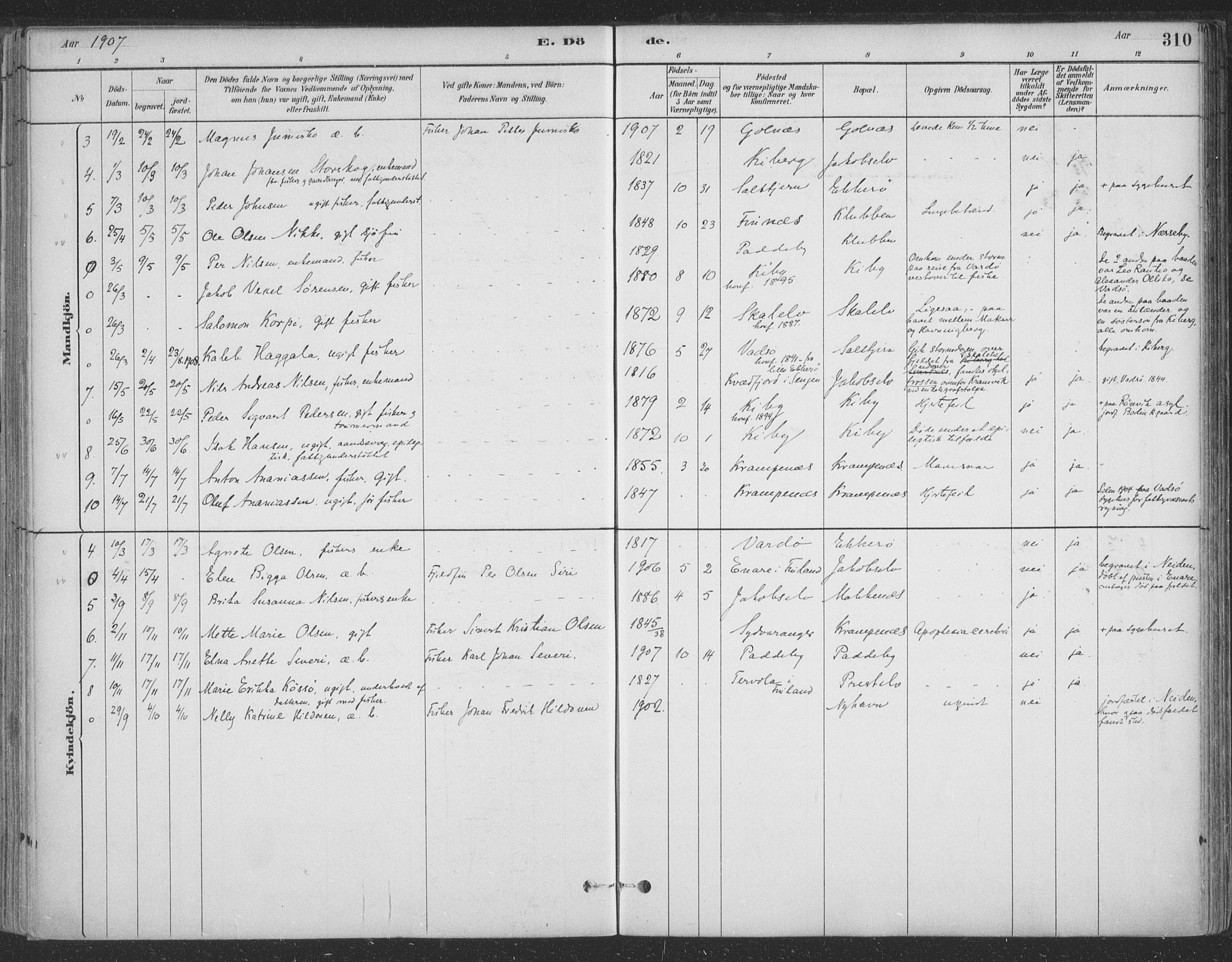 Vadsø sokneprestkontor, AV/SATØ-S-1325/H/Ha/L0009kirke: Parish register (official) no. 9, 1881-1917, p. 310