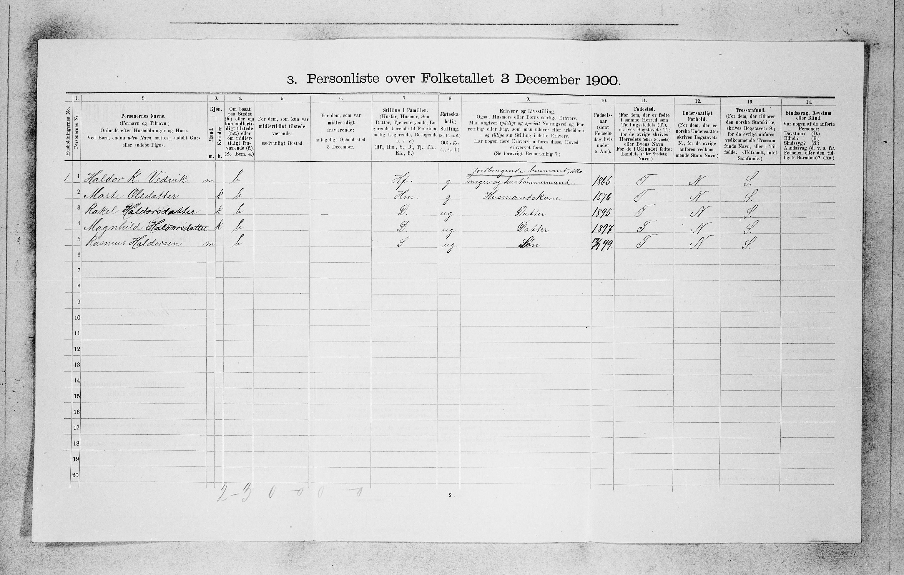 SAB, 1900 census for Eid, 1900, p. 843