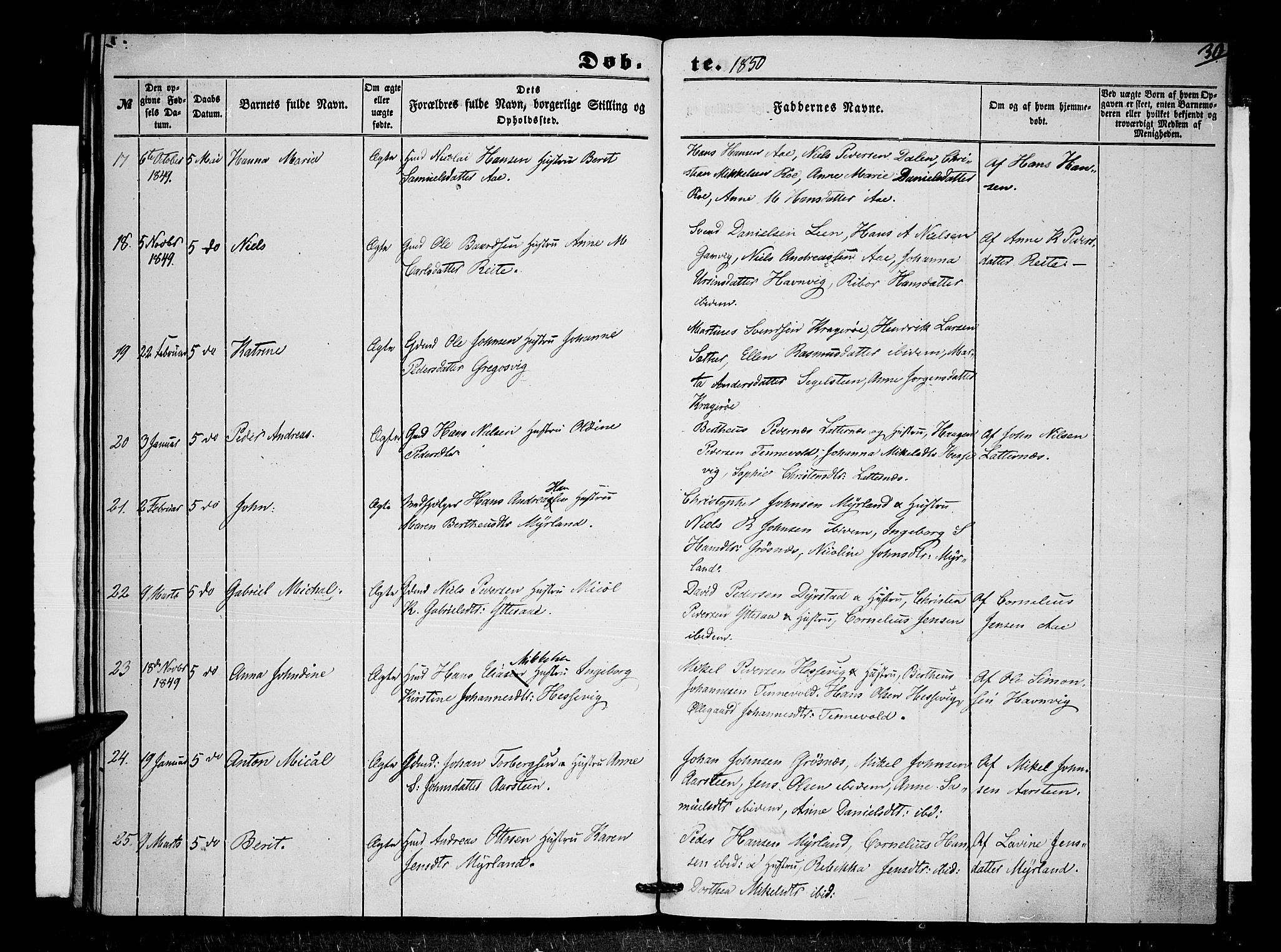 Ibestad sokneprestembete, AV/SATØ-S-0077/H/Ha/Haa/L0007kirke: Parish register (official) no. 7, 1847-1850, p. 30