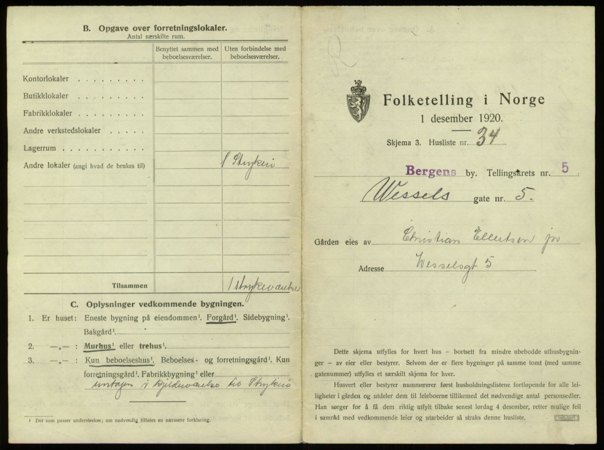 SAB, 1920 census for Bergen, 1920, p. 898