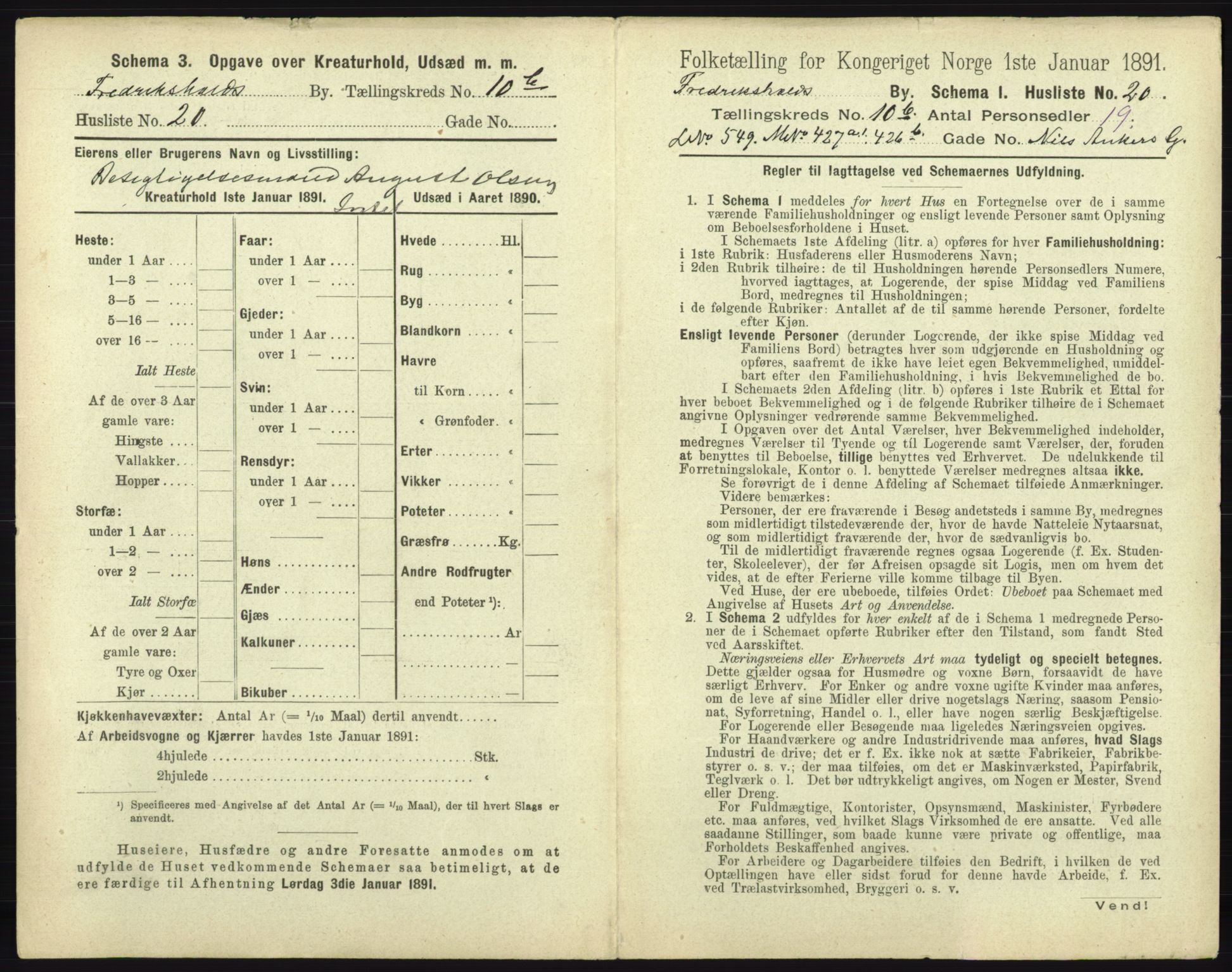 RA, 1891 census for 0101 Fredrikshald, 1891, p. 1034