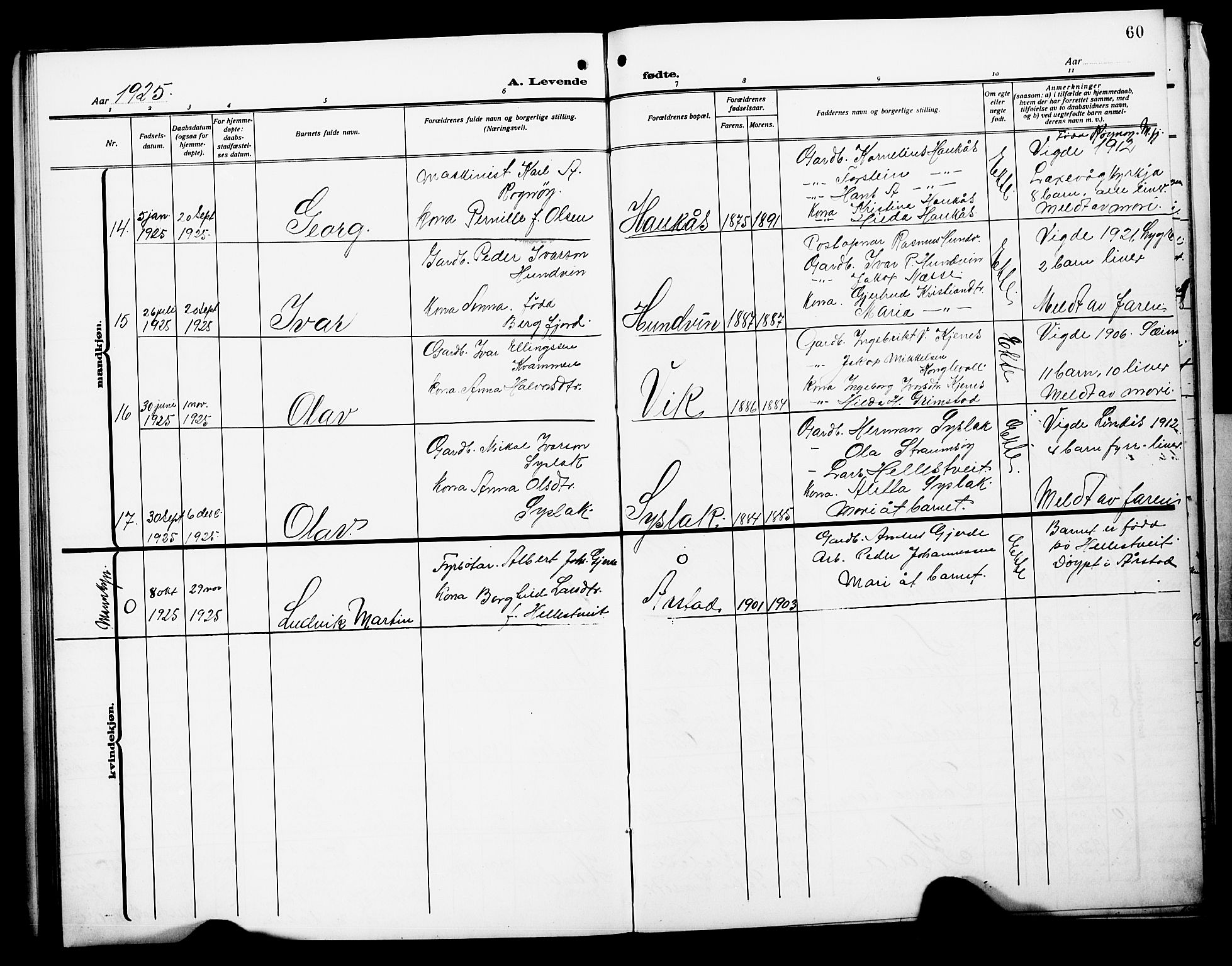 Lindås Sokneprestembete, AV/SAB-A-76701/H/Hab/Habb/L0004: Parish register (copy) no. B 4, 1912-1929, p. 60