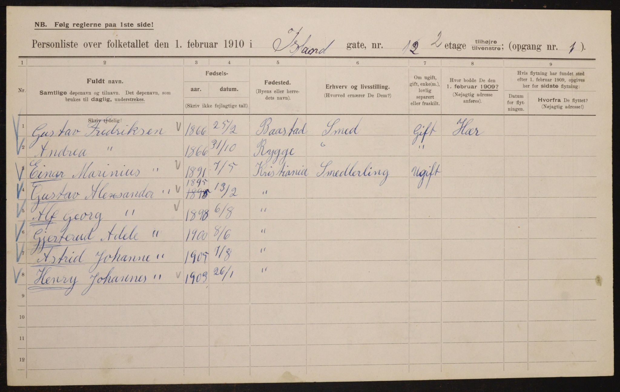 OBA, Municipal Census 1910 for Kristiania, 1910, p. 43566