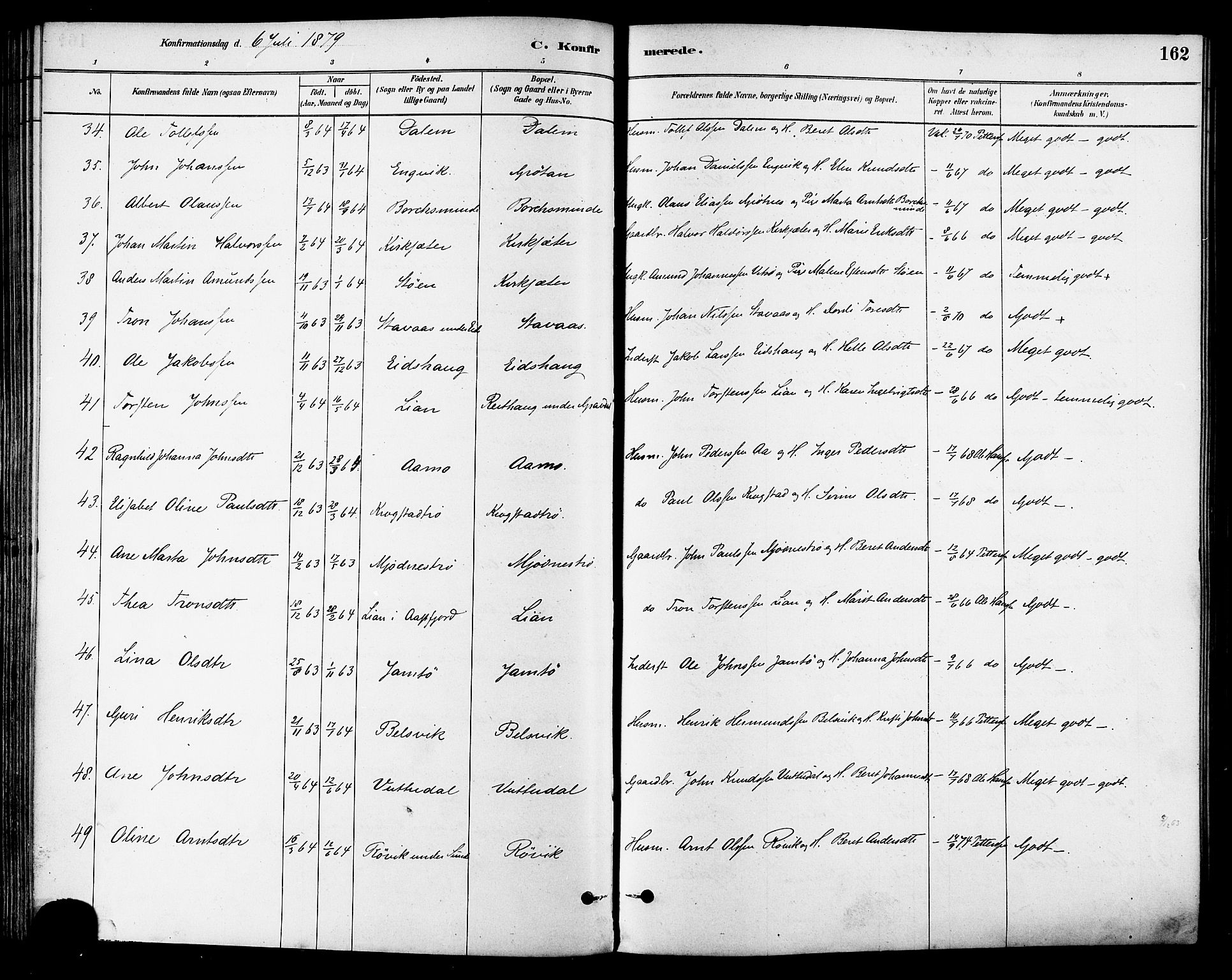 Ministerialprotokoller, klokkerbøker og fødselsregistre - Sør-Trøndelag, SAT/A-1456/630/L0496: Parish register (official) no. 630A09, 1879-1895, p. 162