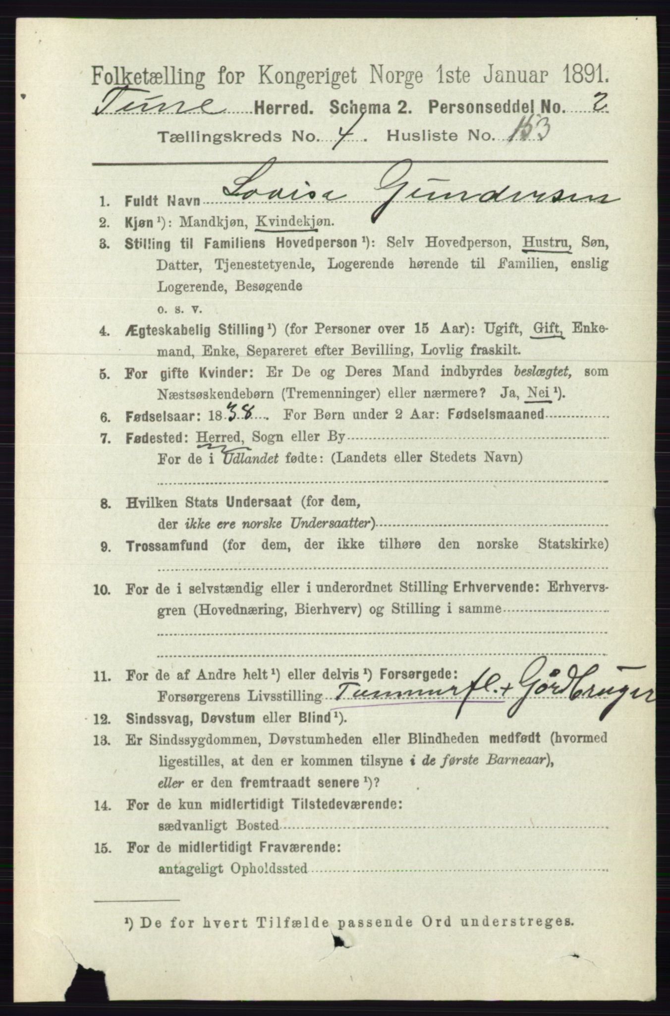 RA, 1891 census for 0130 Tune, 1891, p. 3153