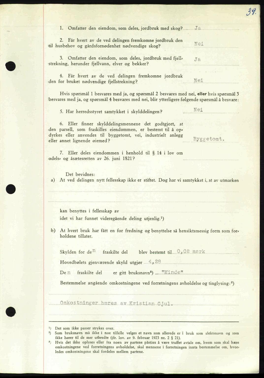 Nordmøre sorenskriveri, AV/SAT-A-4132/1/2/2Ca: Mortgage book no. A106, 1947-1947, Diary no: : 2084/1947