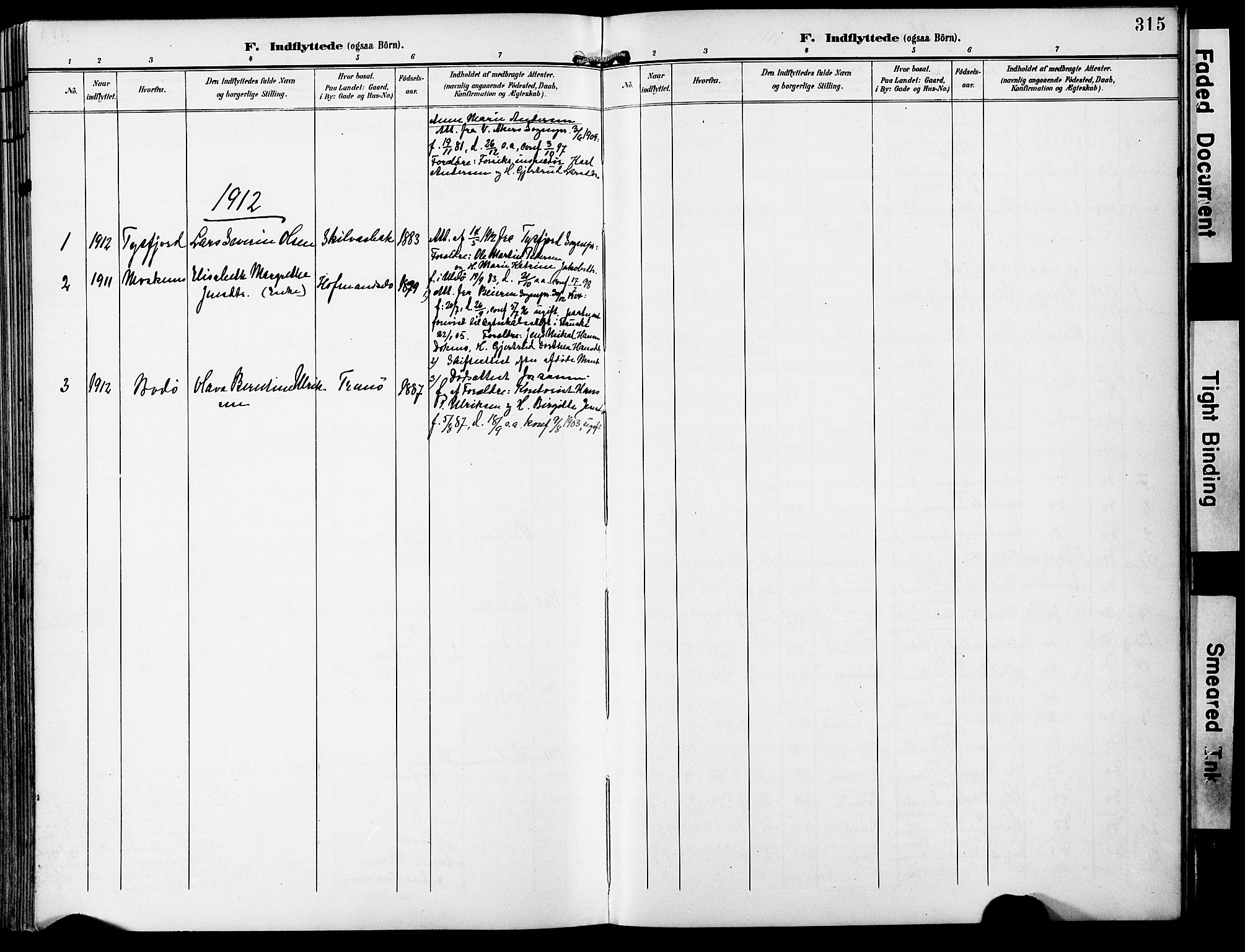 Ministerialprotokoller, klokkerbøker og fødselsregistre - Nordland, AV/SAT-A-1459/859/L0848: Parish register (official) no. 859A08, 1900-1912, p. 315