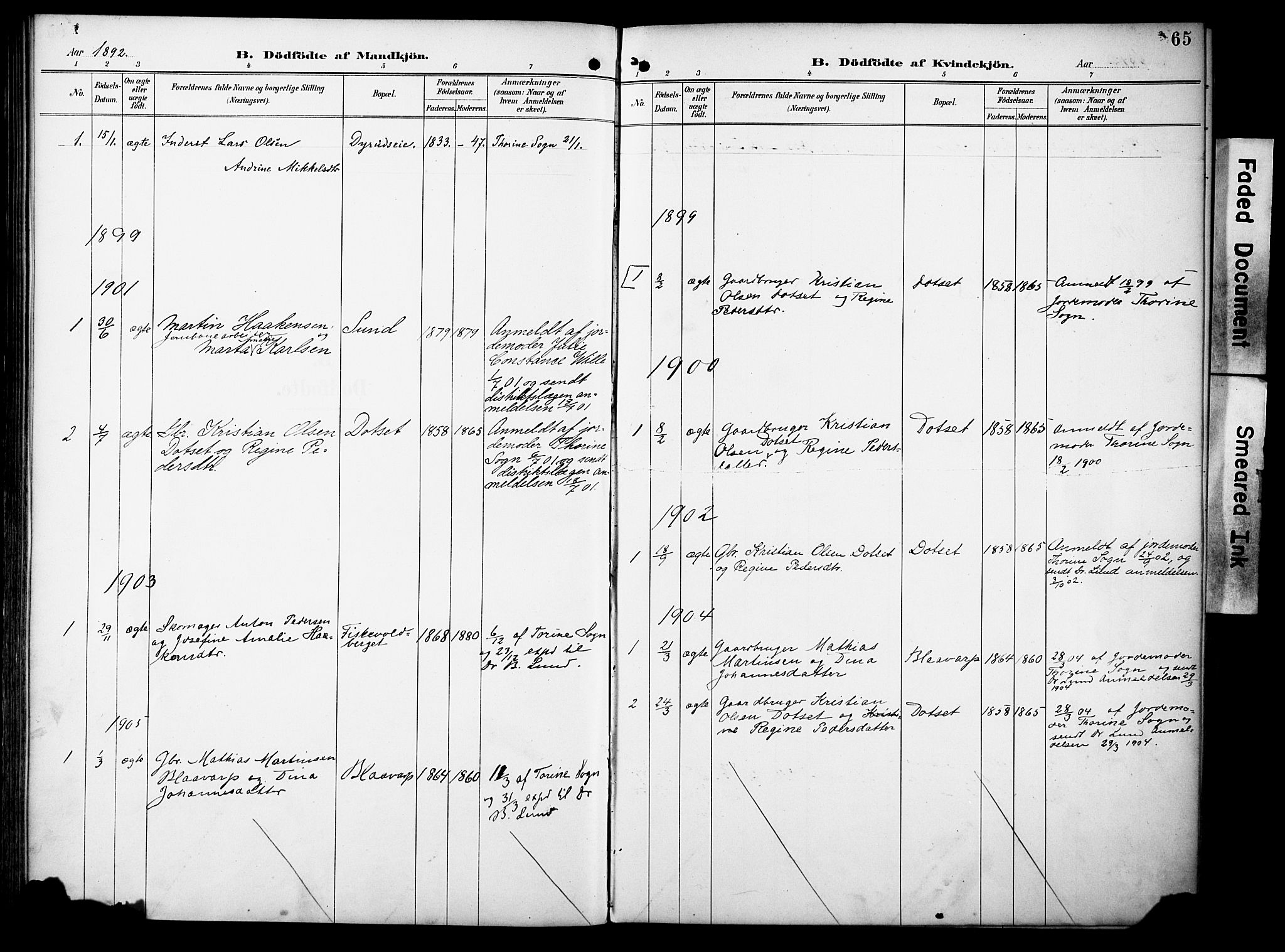 Vestre Toten prestekontor, SAH/PREST-108/H/Ha/Haa/L0012: Parish register (official) no. 12, 1890-1906, p. 65