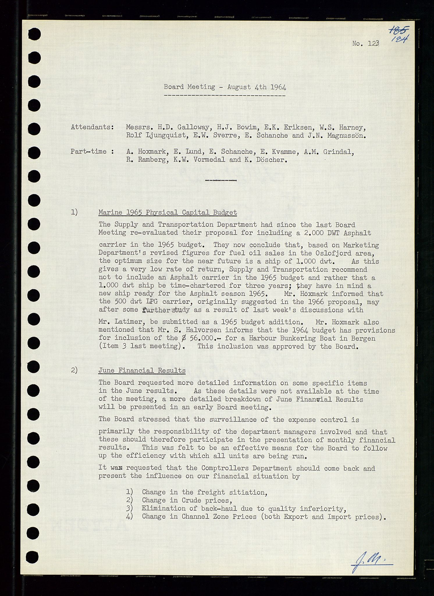 Pa 0982 - Esso Norge A/S, AV/SAST-A-100448/A/Aa/L0001/0004: Den administrerende direksjon Board minutes (styrereferater) / Den administrerende direksjon Board minutes (styrereferater), 1963-1964, p. 77