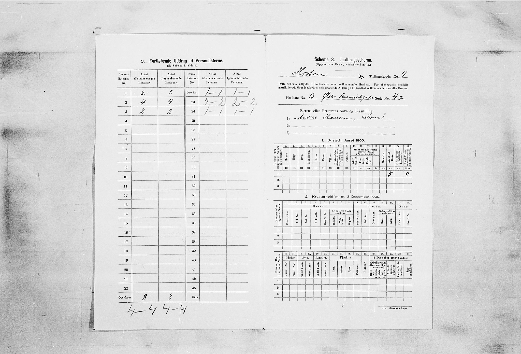 RA, 1900 census for Horten, 1900, p. 2609