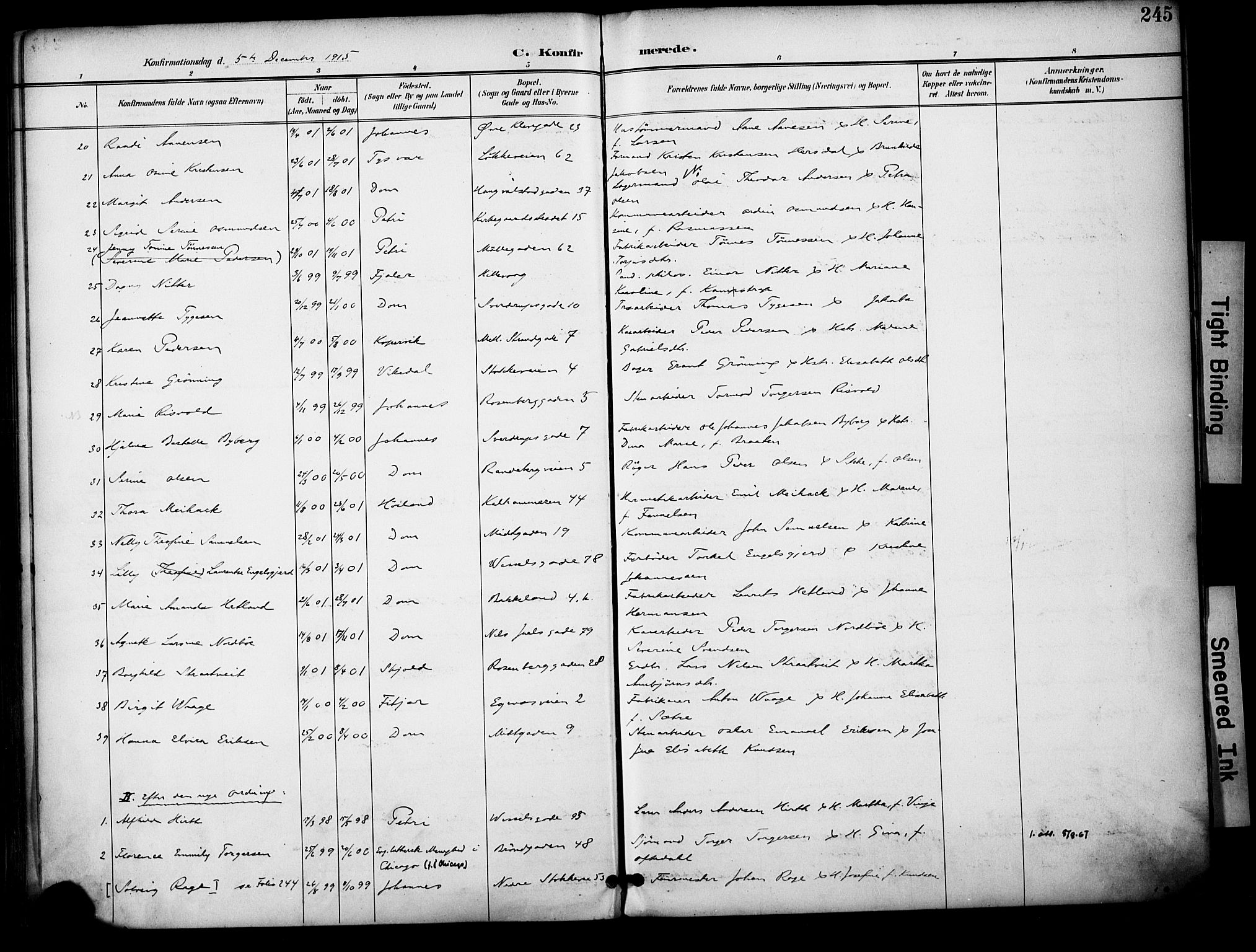 Domkirken sokneprestkontor, AV/SAST-A-101812/001/30/30BA/L0031: Parish register (official) no. A 30, 1896-1916, p. 245