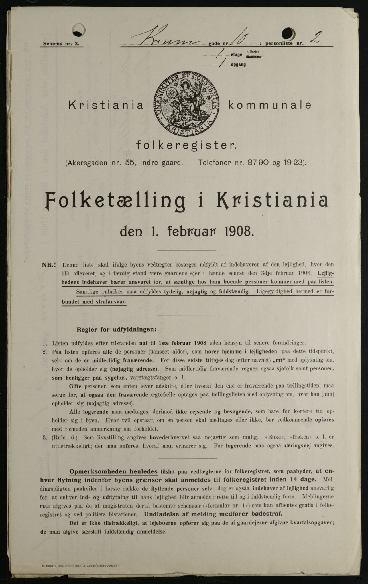 OBA, Municipal Census 1908 for Kristiania, 1908, p. 49266