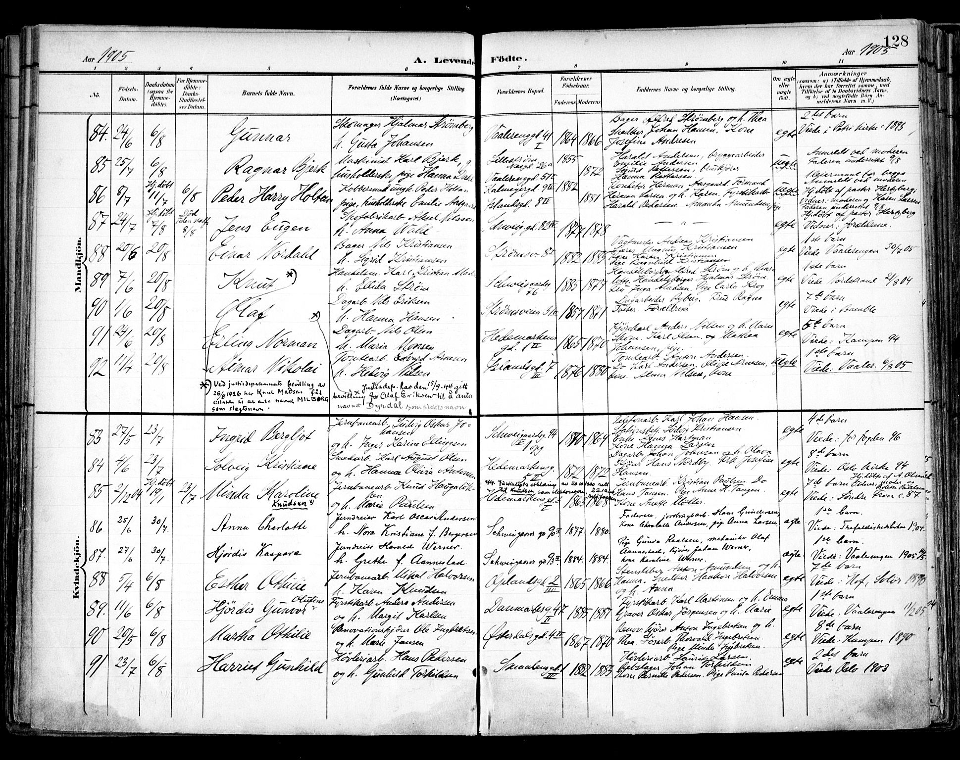 Vålerengen prestekontor Kirkebøker, AV/SAO-A-10878/F/Fa/L0001: Parish register (official) no. 1, 1899-1915, p. 128