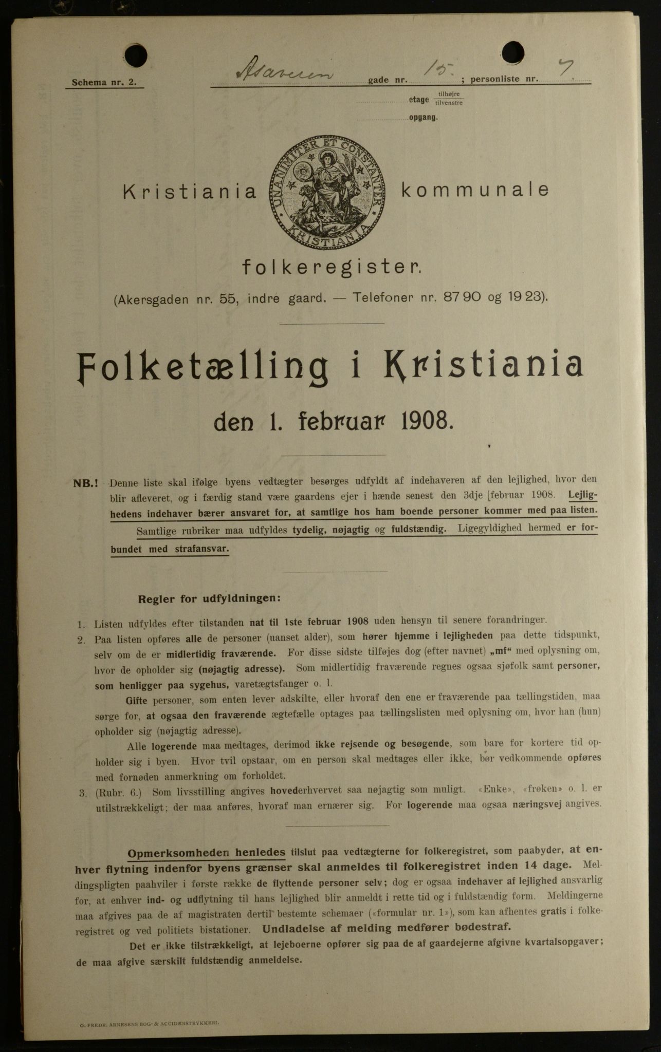 OBA, Municipal Census 1908 for Kristiania, 1908, p. 117694