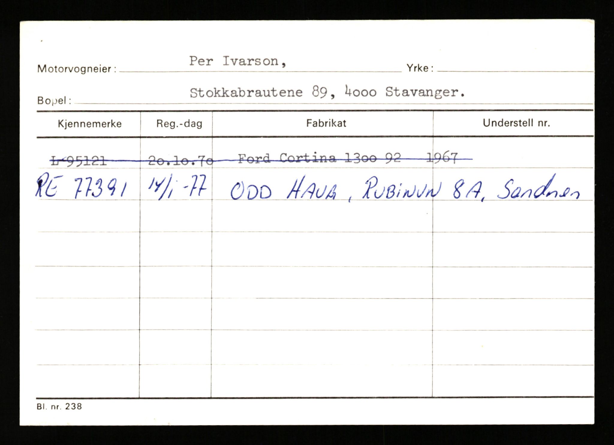 Stavanger trafikkstasjon, SAST/A-101942/0/H/L0018: Isbrekken - Jonas, 1930-1971, p. 23