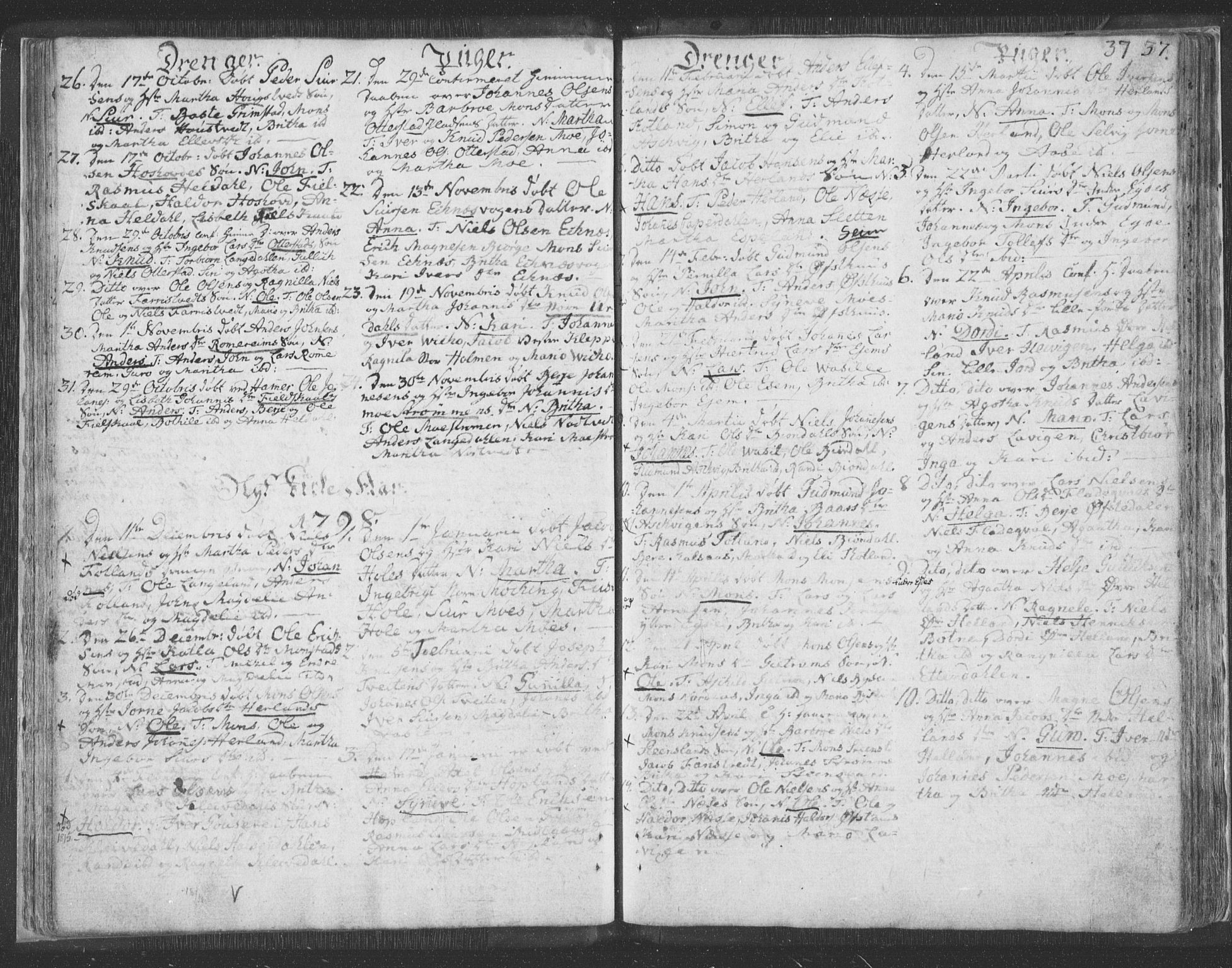 Hosanger sokneprestembete, AV/SAB-A-75801/H/Haa: Parish register (official) no. A 3, 1793-1811, p. 36b-37a