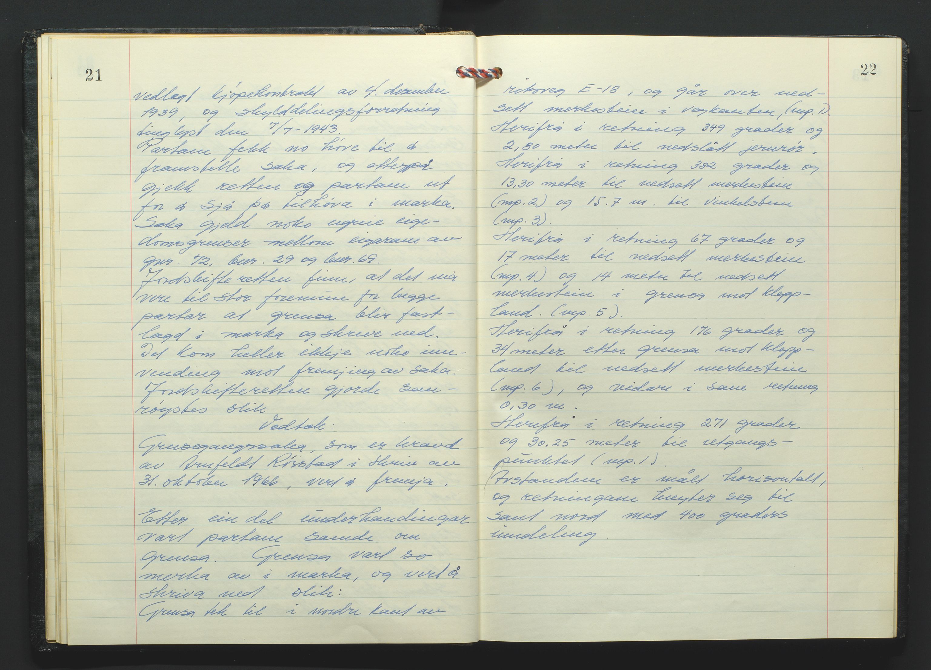 Marnar jordskifterett, AV/SAK-1541-0006/F/Fa/L0004: Jordskifterettsbok Kristiansand domssokn (Kr4), 1969-1974, p. 21-22