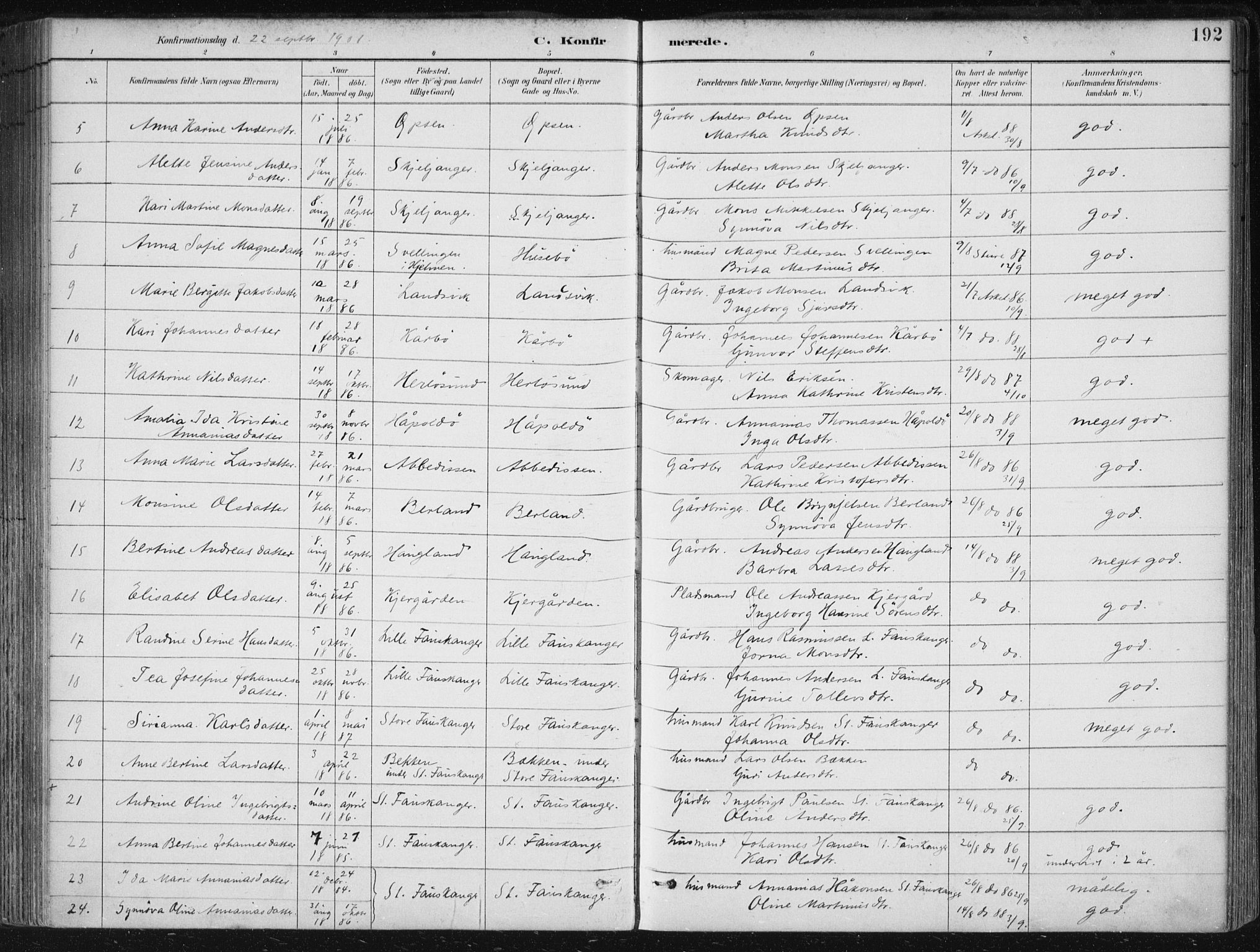 Herdla Sokneprestembete, AV/SAB-A-75701/H/Haa: Parish register (official) no. A 4, 1891-1905, p. 192