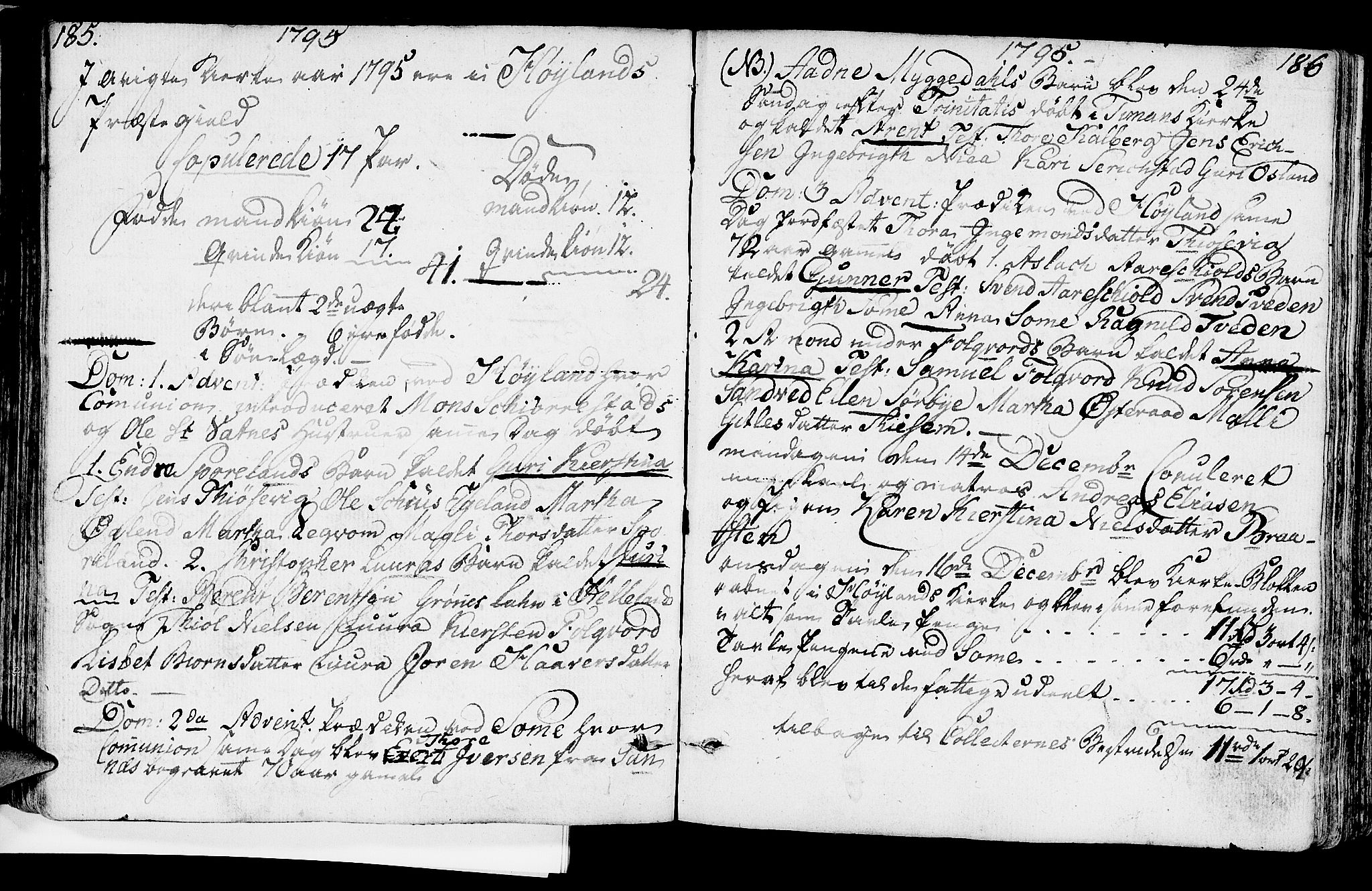 Høyland sokneprestkontor, SAST/A-101799/001/30BA/L0004: Parish register (official) no. A 4, 1784-1803, p. 185-186
