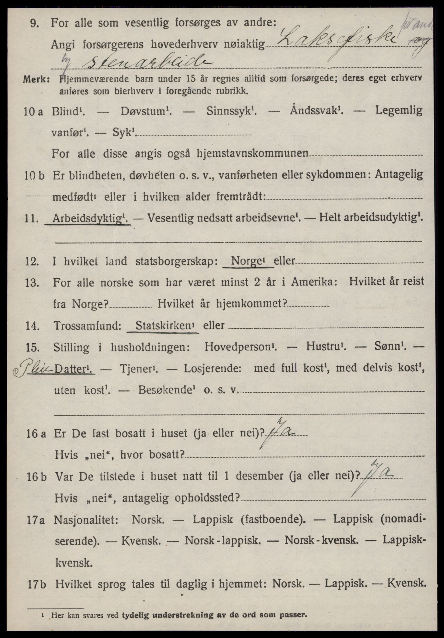 SAT, 1920 census for Orkdal, 1920, p. 7257