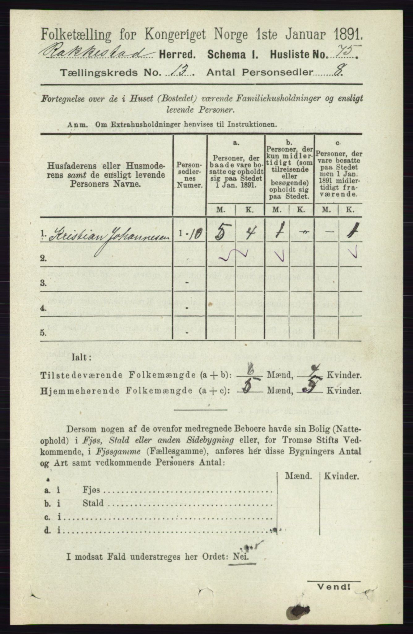 RA, 1891 census for 0128 Rakkestad, 1891, p. 6394