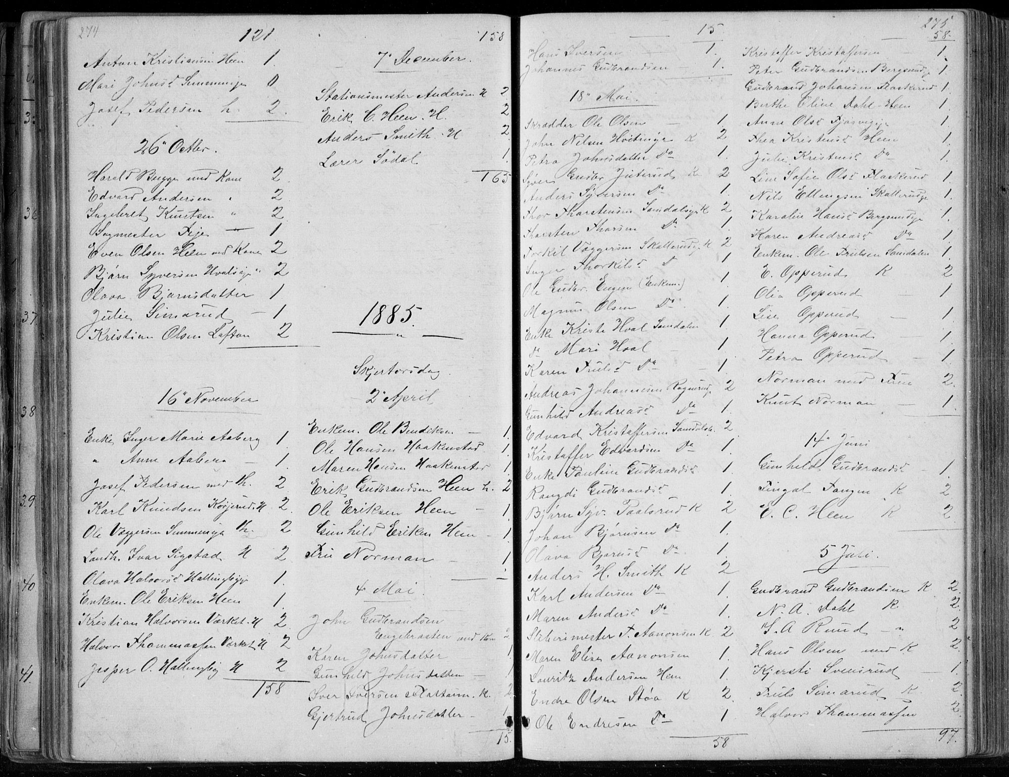 Ådal kirkebøker, SAKO/A-248/G/Gc/L0001: Parish register (copy) no. III 1, 1862-1898, p. 274-275