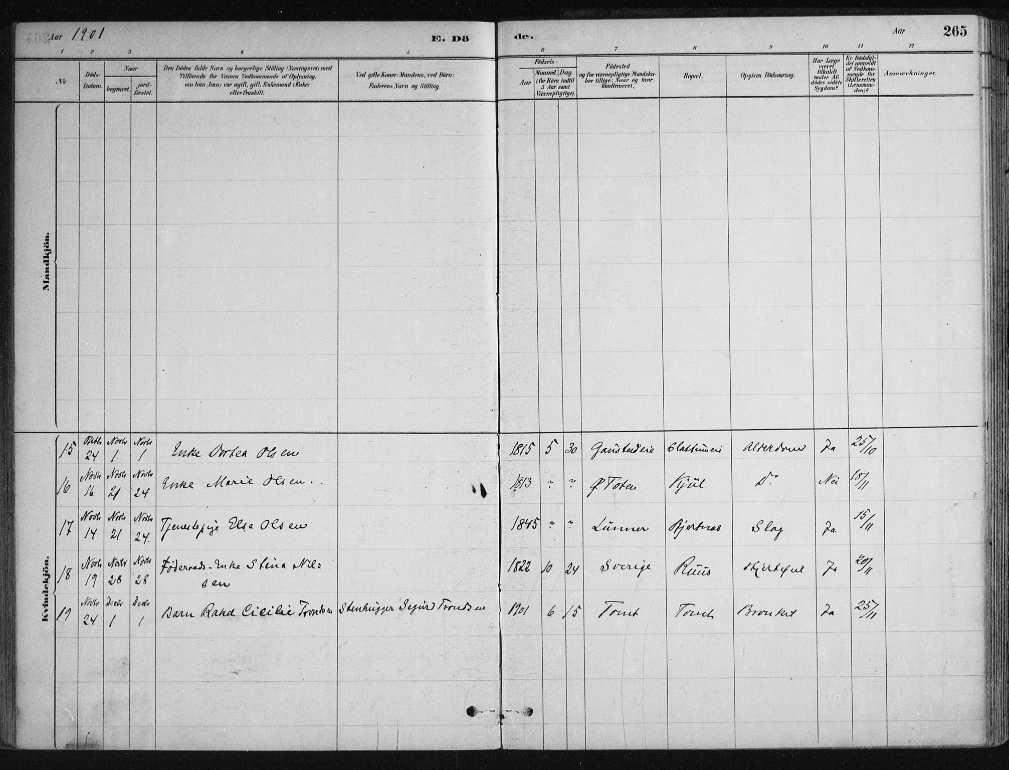 Nittedal prestekontor Kirkebøker, SAO/A-10365a/F/Fa/L0007: Parish register (official) no. I 7, 1879-1901, p. 265