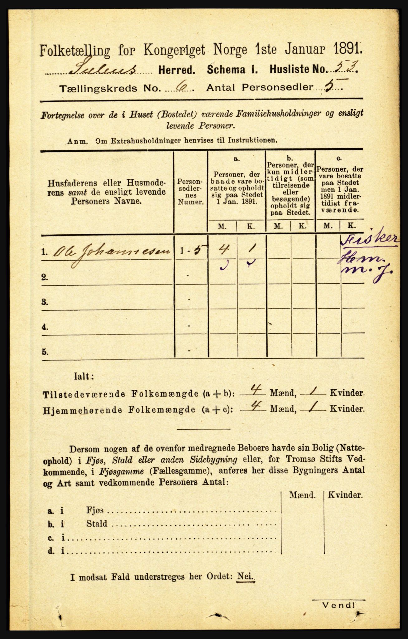 RA, 1891 census for 1412 Solund, 1891, p. 2005
