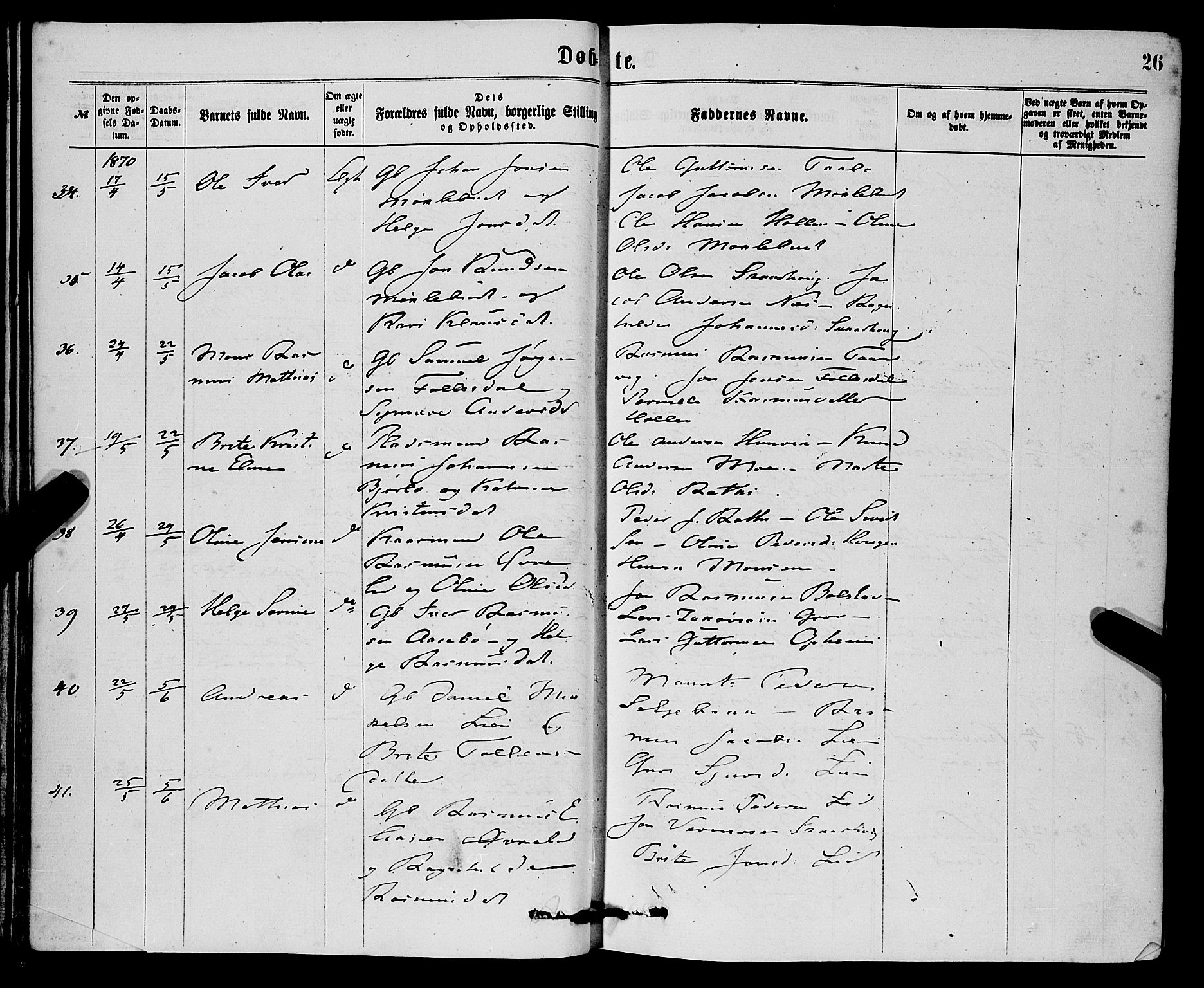 Eid sokneprestembete, AV/SAB-A-82301/H/Haa/Haaa/L0010: Parish register (official) no. A 10, 1867-1878, p. 26