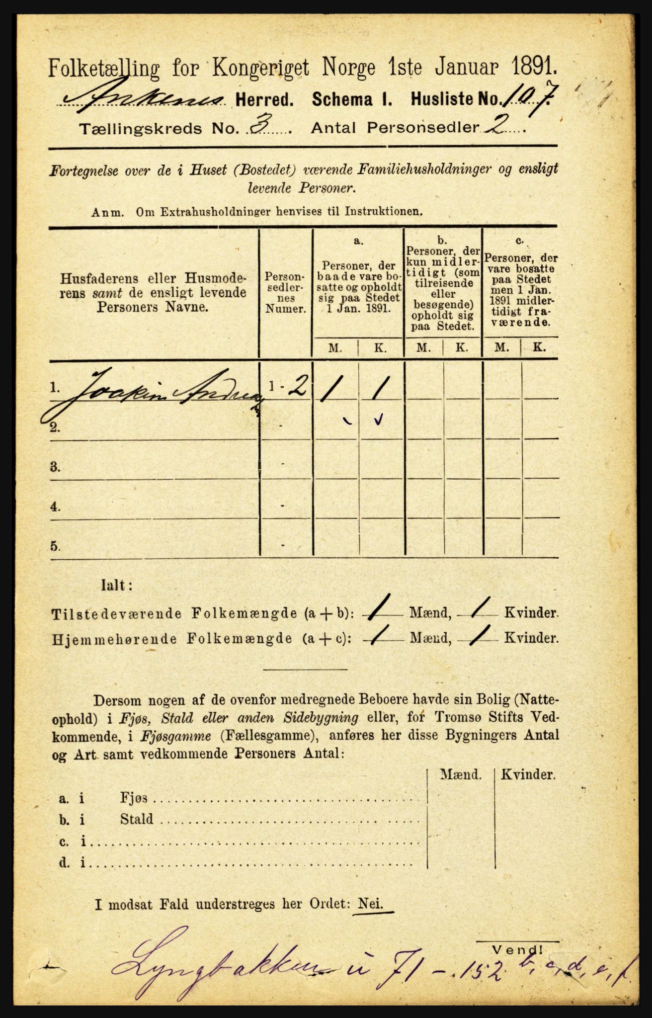 RA, 1891 census for 1855 Ankenes, 1891, p. 1570