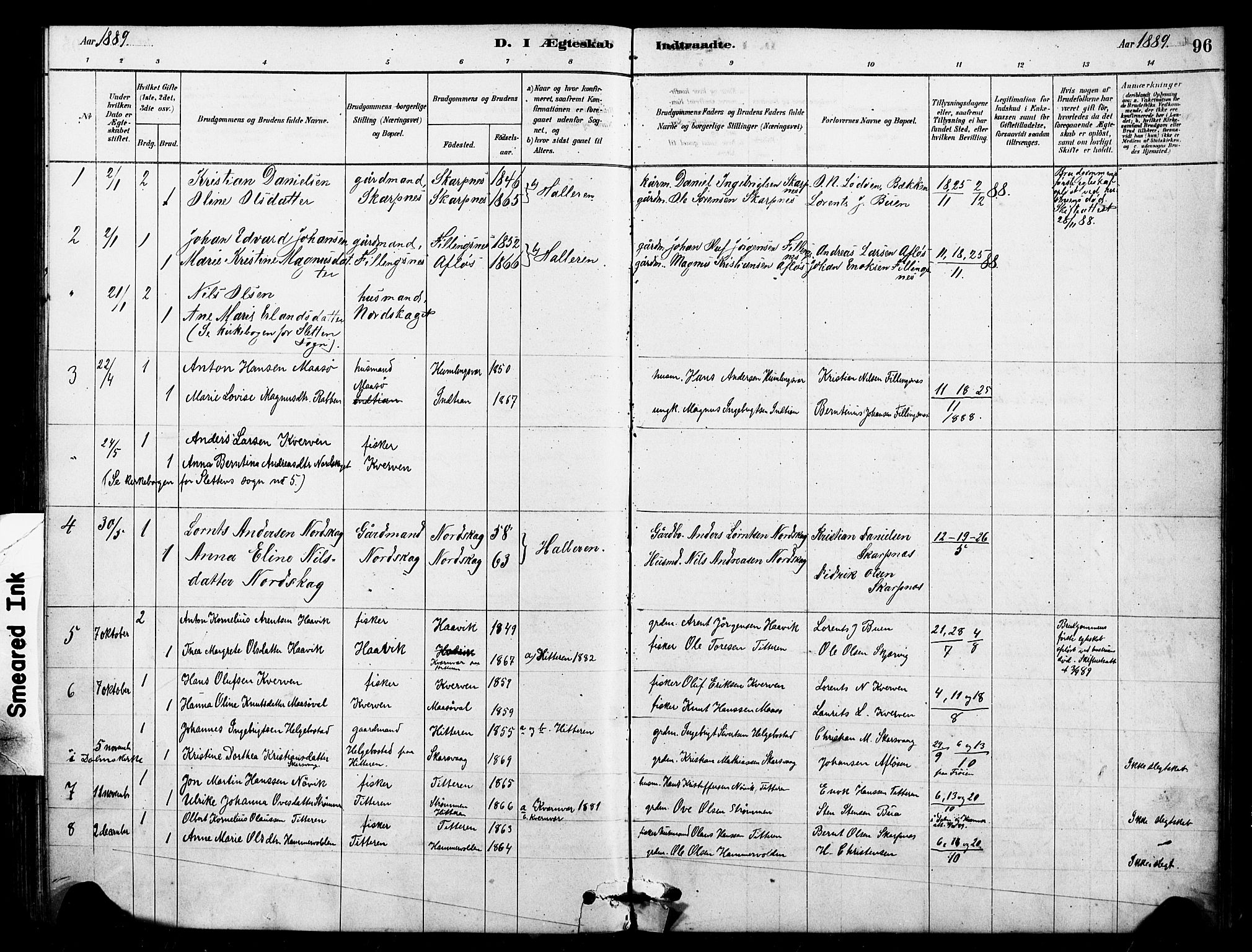 Ministerialprotokoller, klokkerbøker og fødselsregistre - Sør-Trøndelag, AV/SAT-A-1456/641/L0595: Parish register (official) no. 641A01, 1882-1897, p. 96