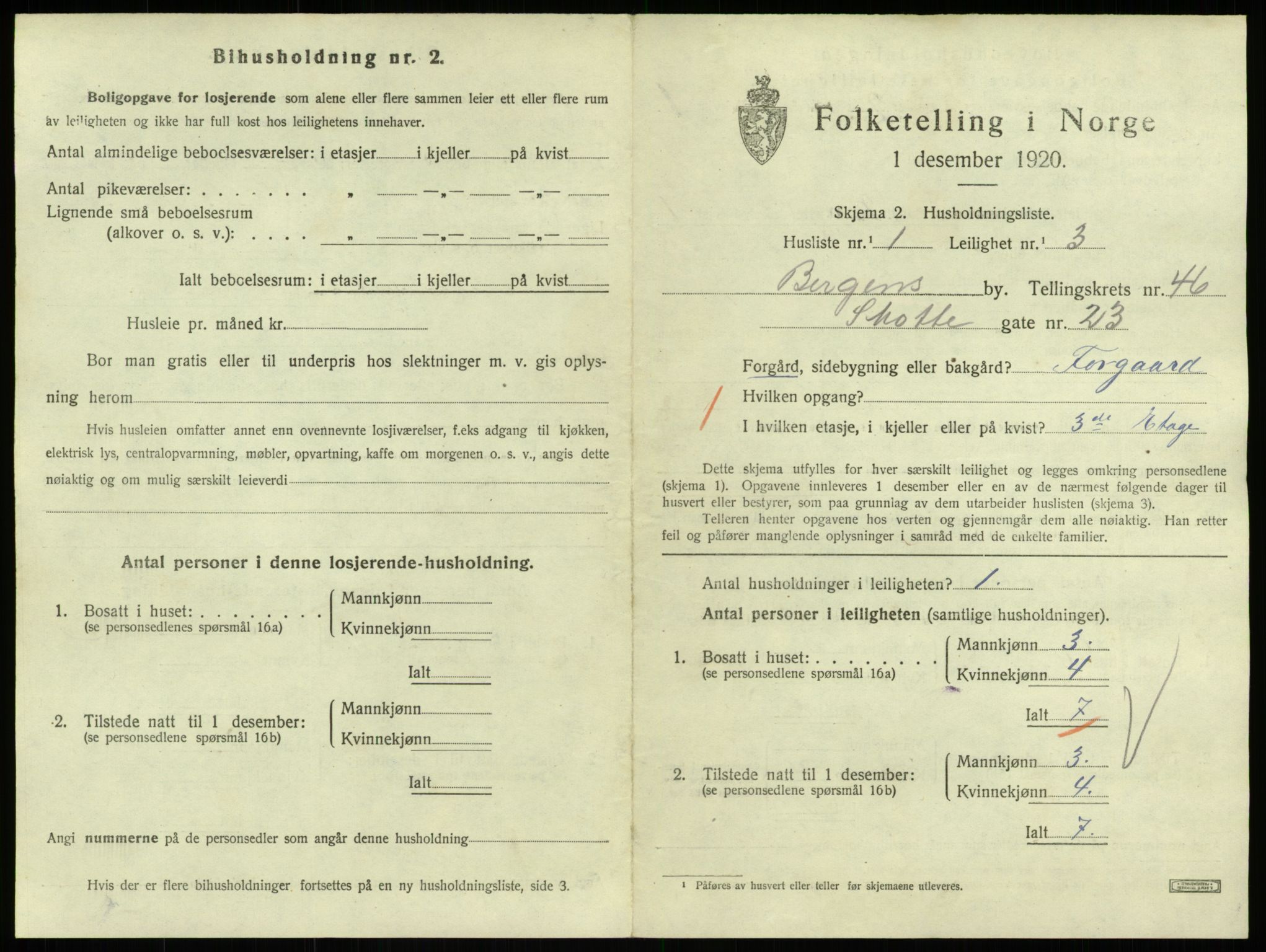 SAB, 1920 census for Bergen, 1920, p. 27643