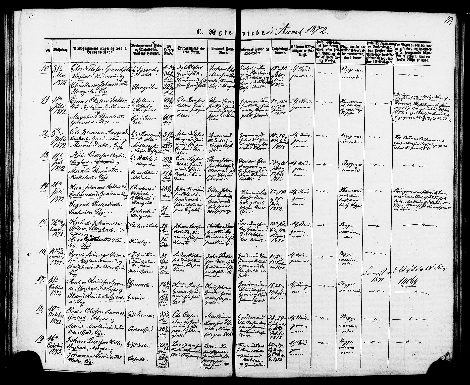 Ministerialprotokoller, klokkerbøker og fødselsregistre - Møre og Romsdal, AV/SAT-A-1454/592/L1027: Parish register (official) no. 592A05, 1865-1878, p. 159