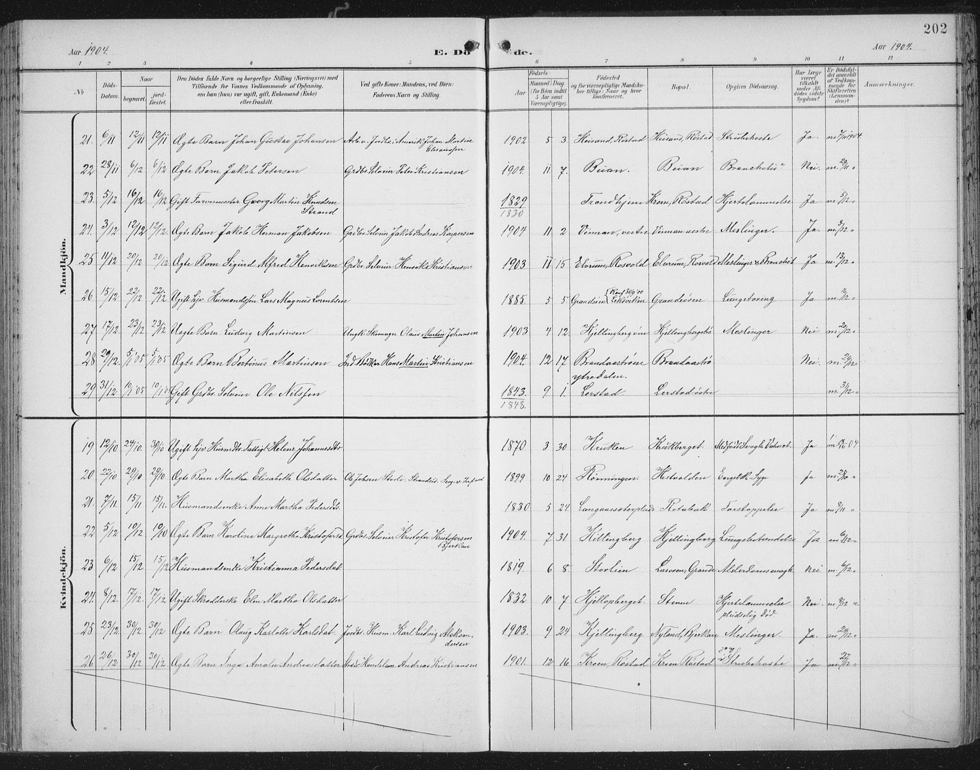 Ministerialprotokoller, klokkerbøker og fødselsregistre - Nord-Trøndelag, SAT/A-1458/701/L0011: Parish register (official) no. 701A11, 1899-1915, p. 202