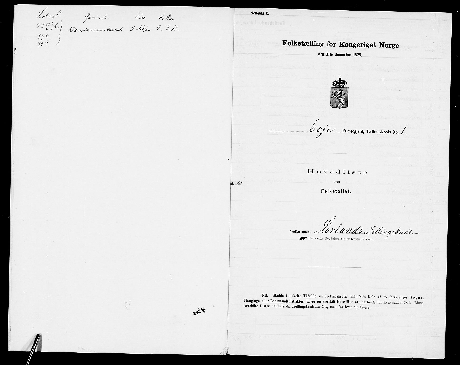 SAK, 1875 census for 0934P Evje, 1875, p. 10