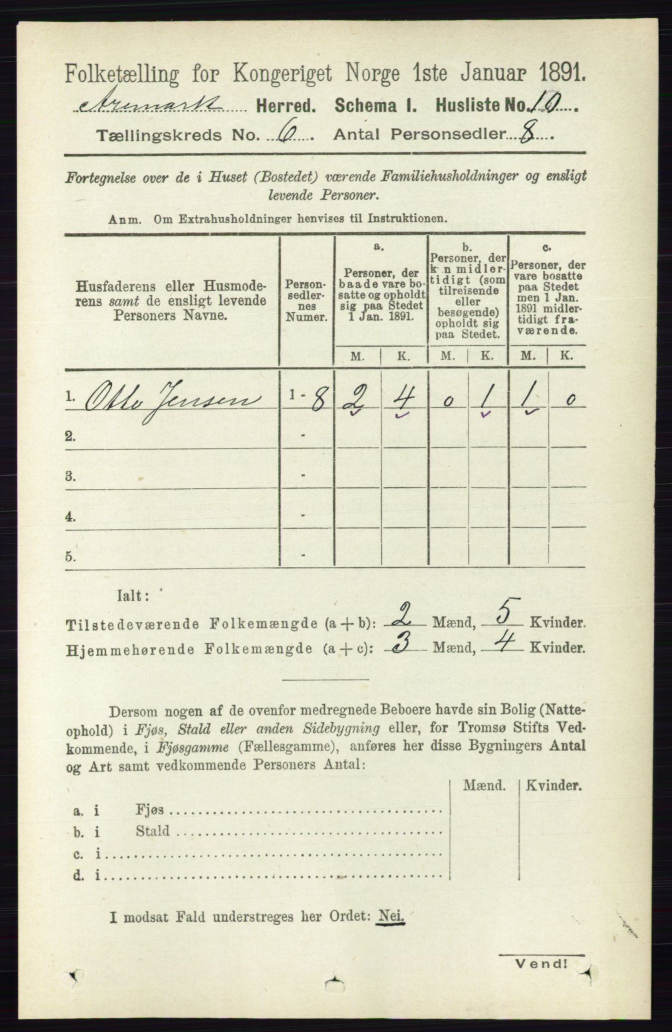 RA, 1891 census for 0118 Aremark, 1891, p. 3008