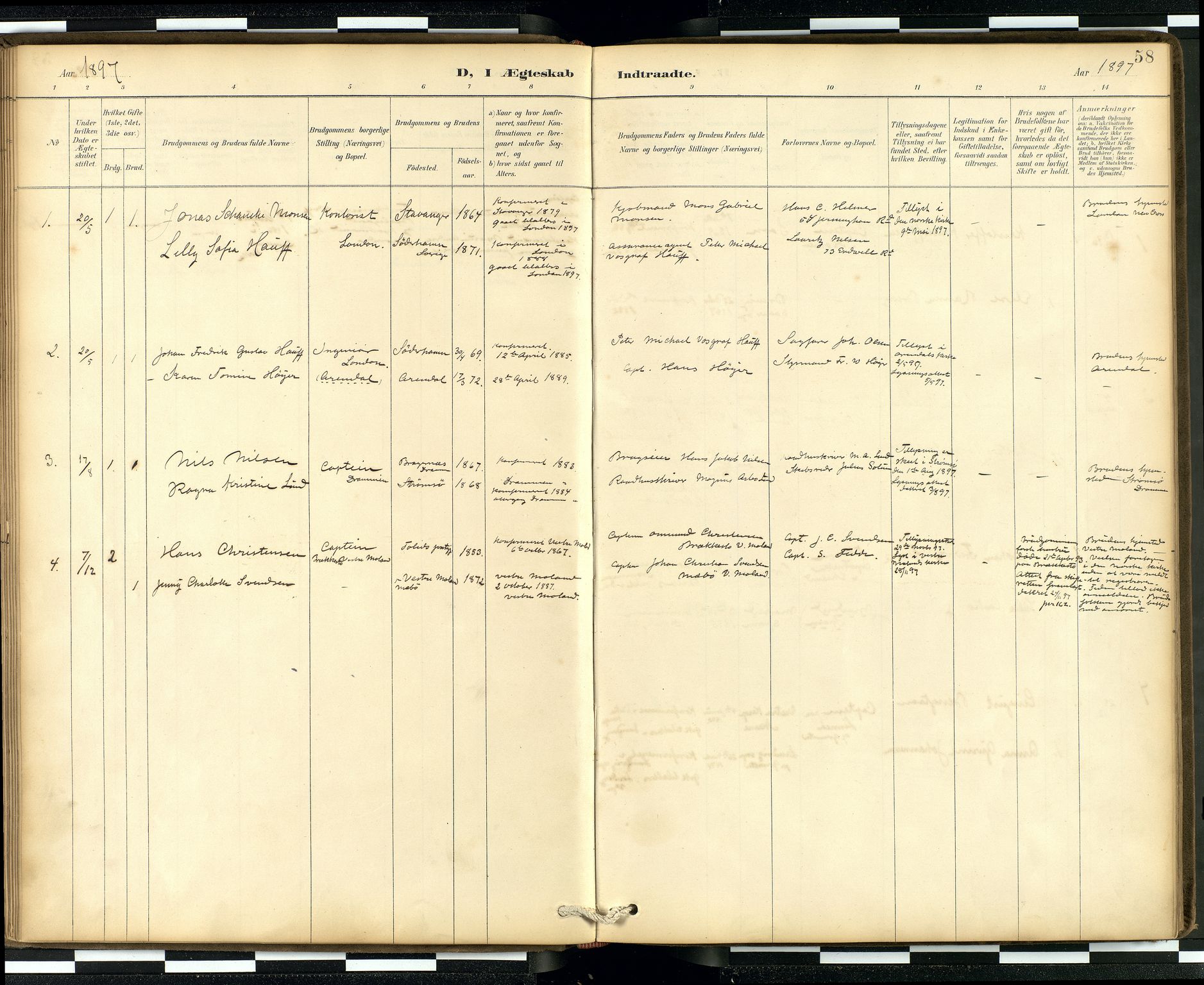 Den norske sjømannsmisjon i utlandet/London m/bistasjoner, AV/SAB-SAB/PA-0103/H/Ha/L0002: Parish register (official) no. A 2, 1887-1903, p. 57b-58a