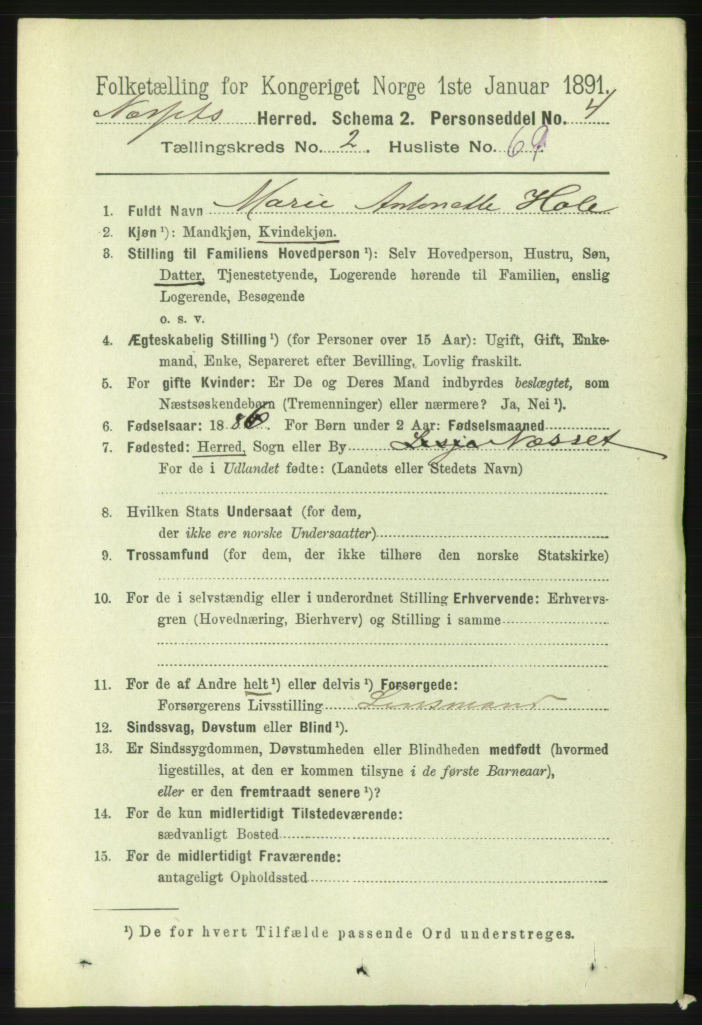 RA, 1891 census for 1543 Nesset, 1891, p. 1027