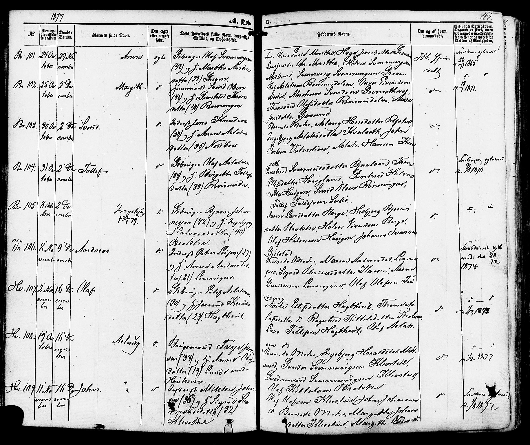 Kviteseid kirkebøker, AV/SAKO-A-276/F/Fa/L0007: Parish register (official) no. I 7, 1859-1881, p. 165