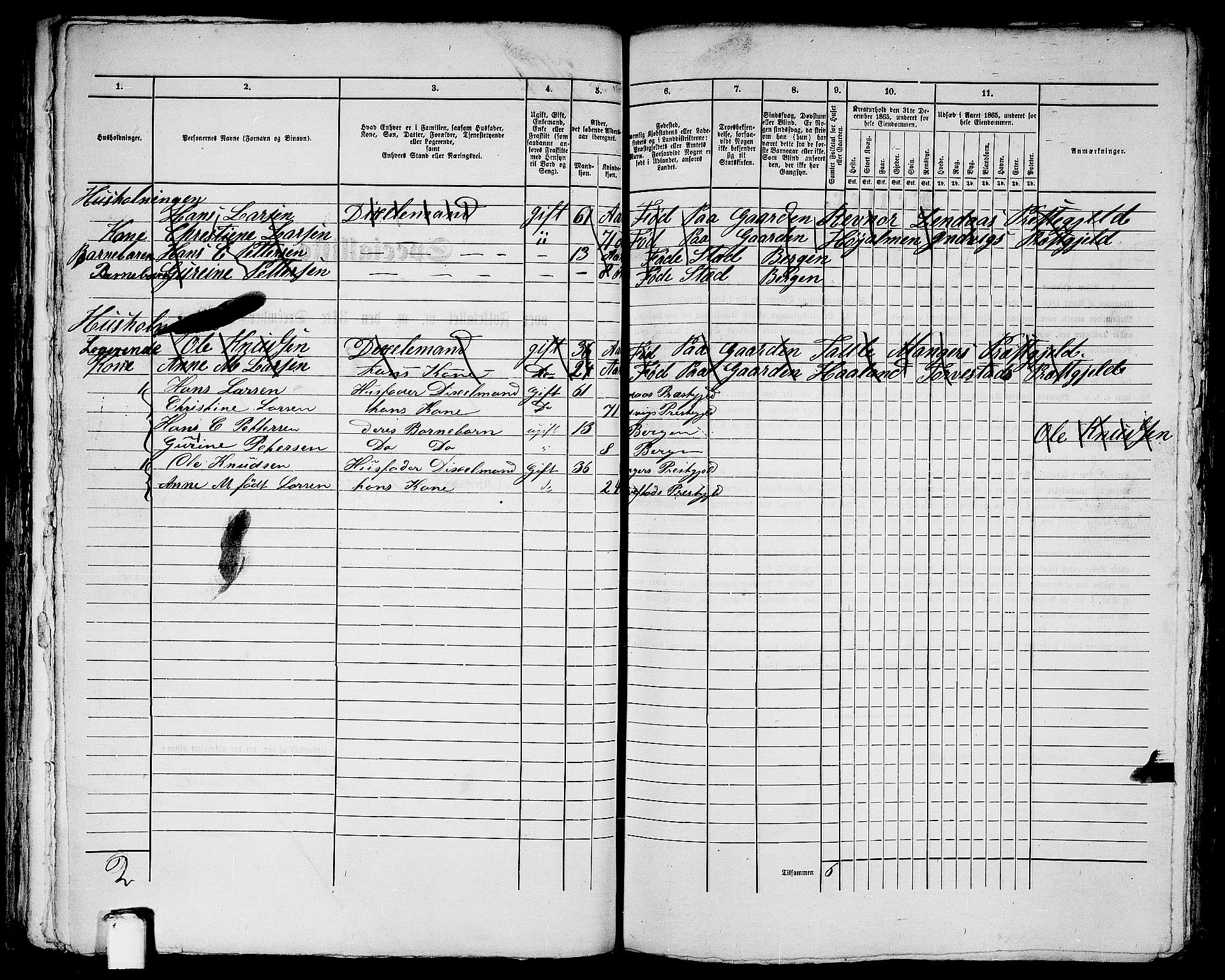 RA, 1865 census for Bergen, 1865, p. 1644