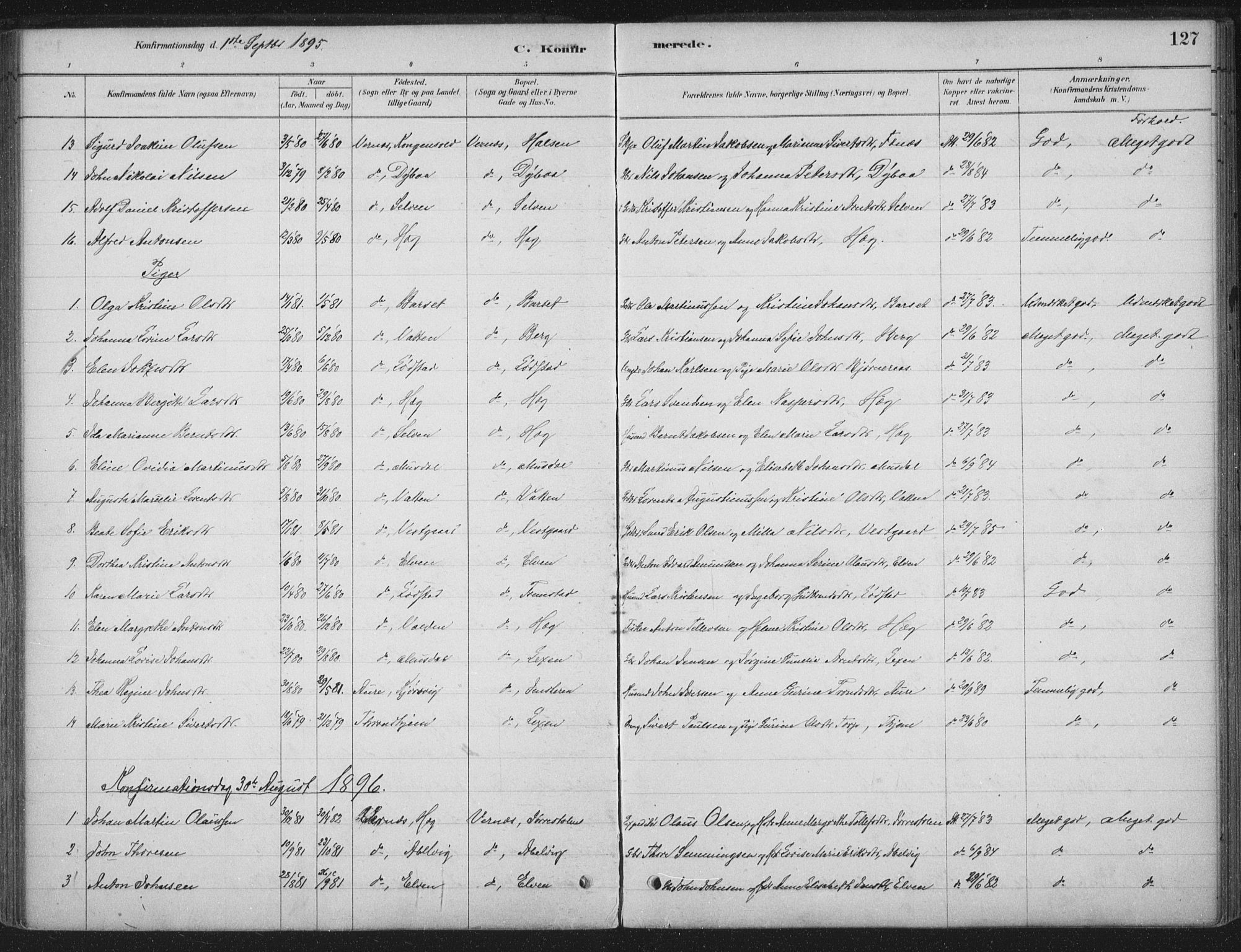 Ministerialprotokoller, klokkerbøker og fødselsregistre - Sør-Trøndelag, AV/SAT-A-1456/662/L0755: Parish register (official) no. 662A01, 1879-1905, p. 127