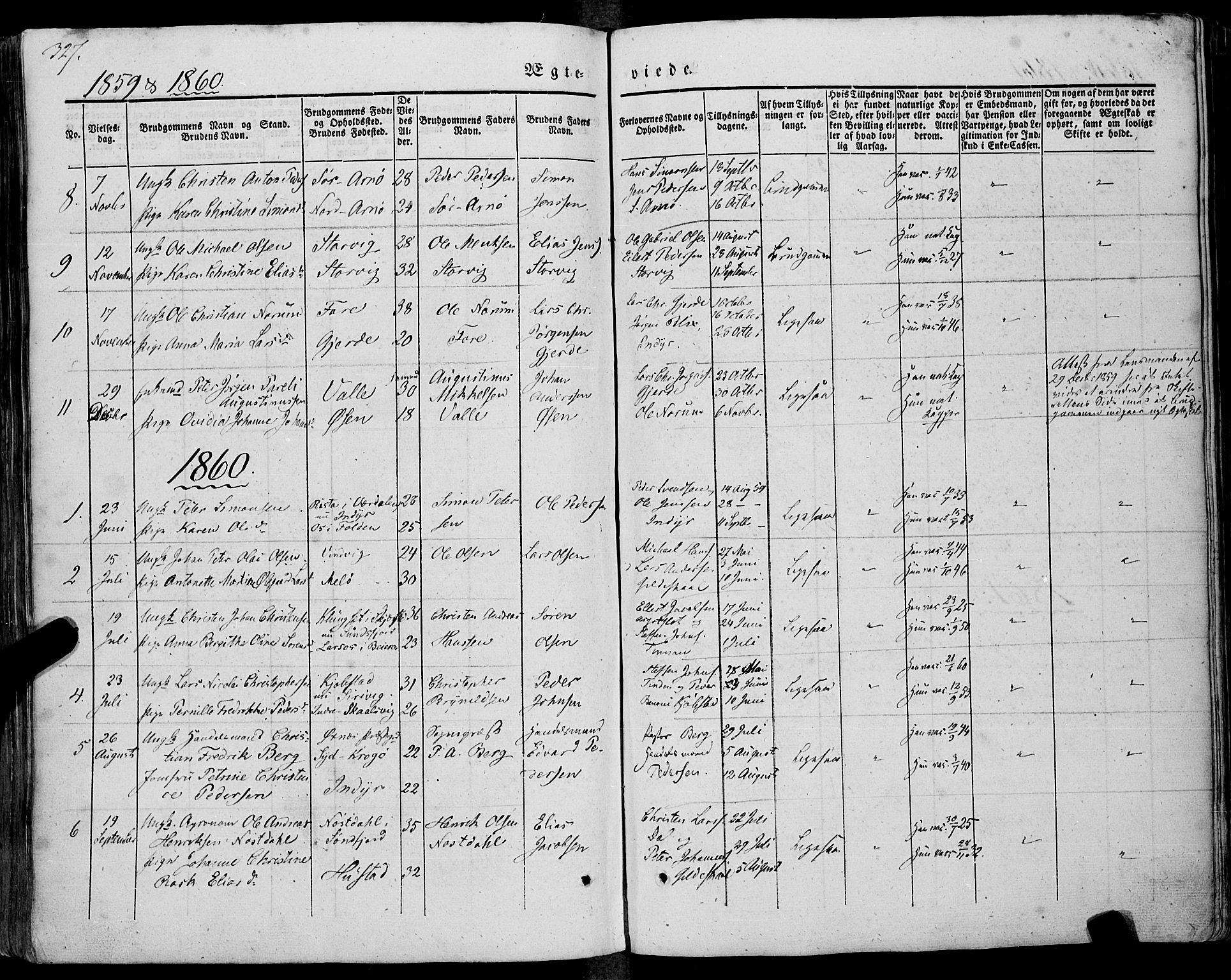 Ministerialprotokoller, klokkerbøker og fødselsregistre - Nordland, SAT/A-1459/805/L0097: Parish register (official) no. 805A04, 1837-1861, p. 327